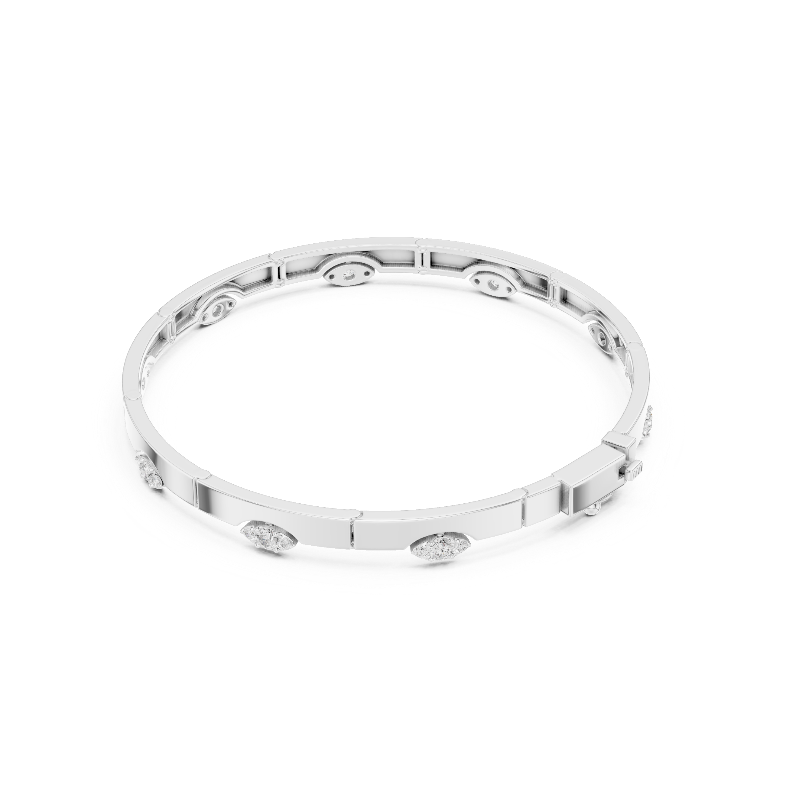 Minimal Eye Motif Diamond Bar Bracelet