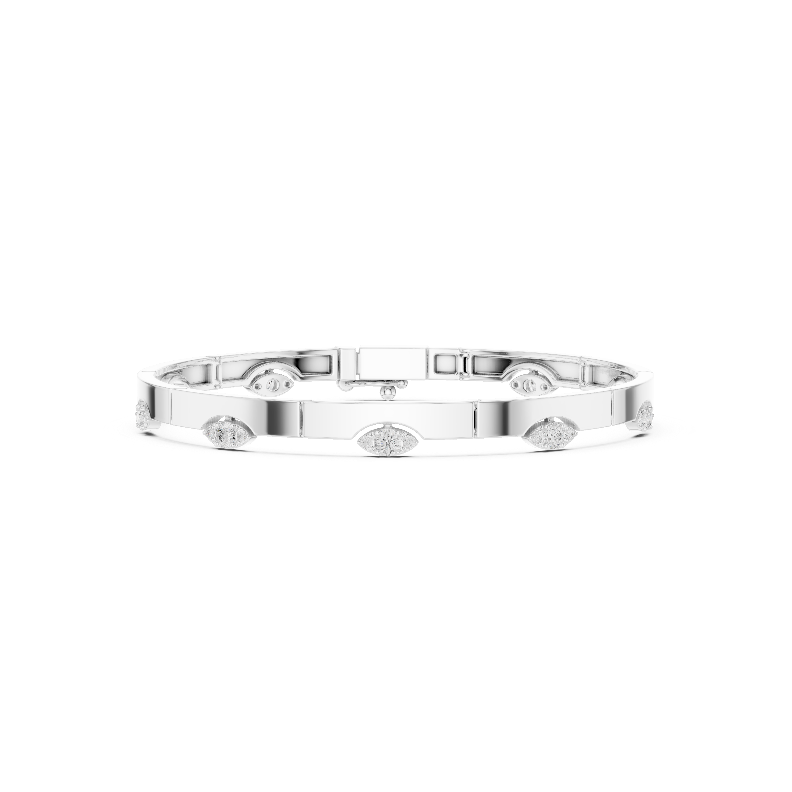Minimal Eye Motif Diamond Bar Bracelet
