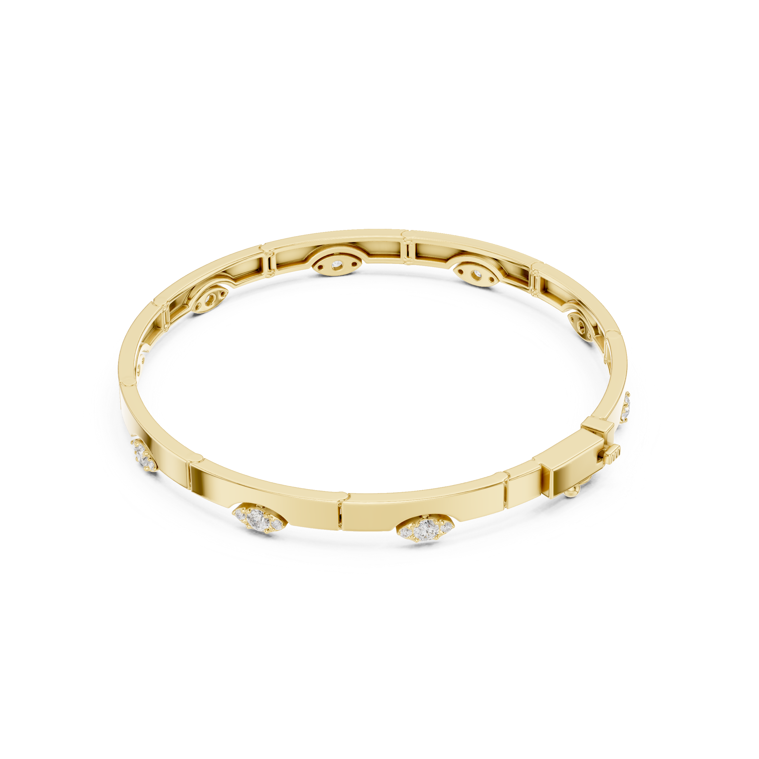 Minimal Eye Motif Diamond Bar Bracelet