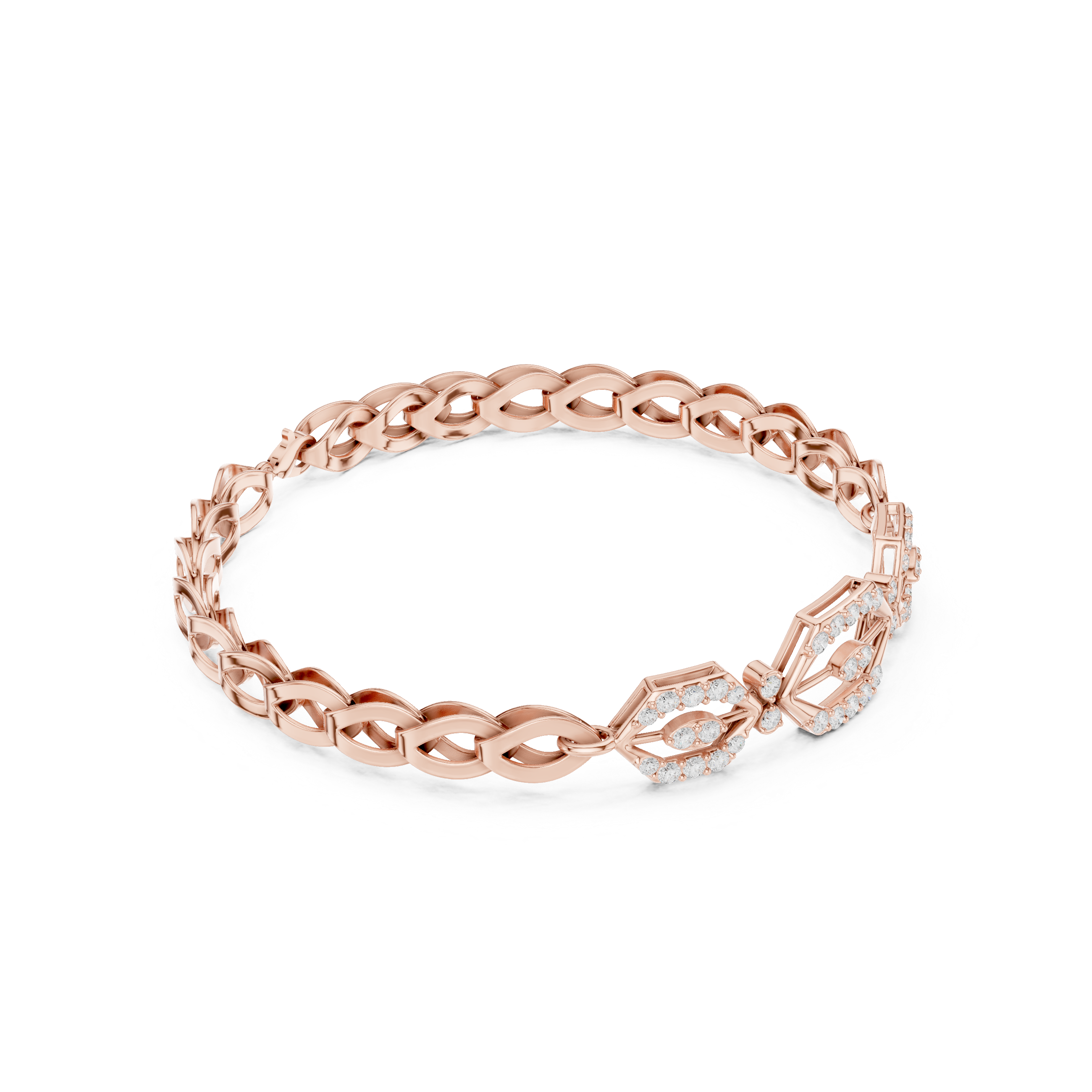 Geometric Hexagon Diamond Link Bracelet