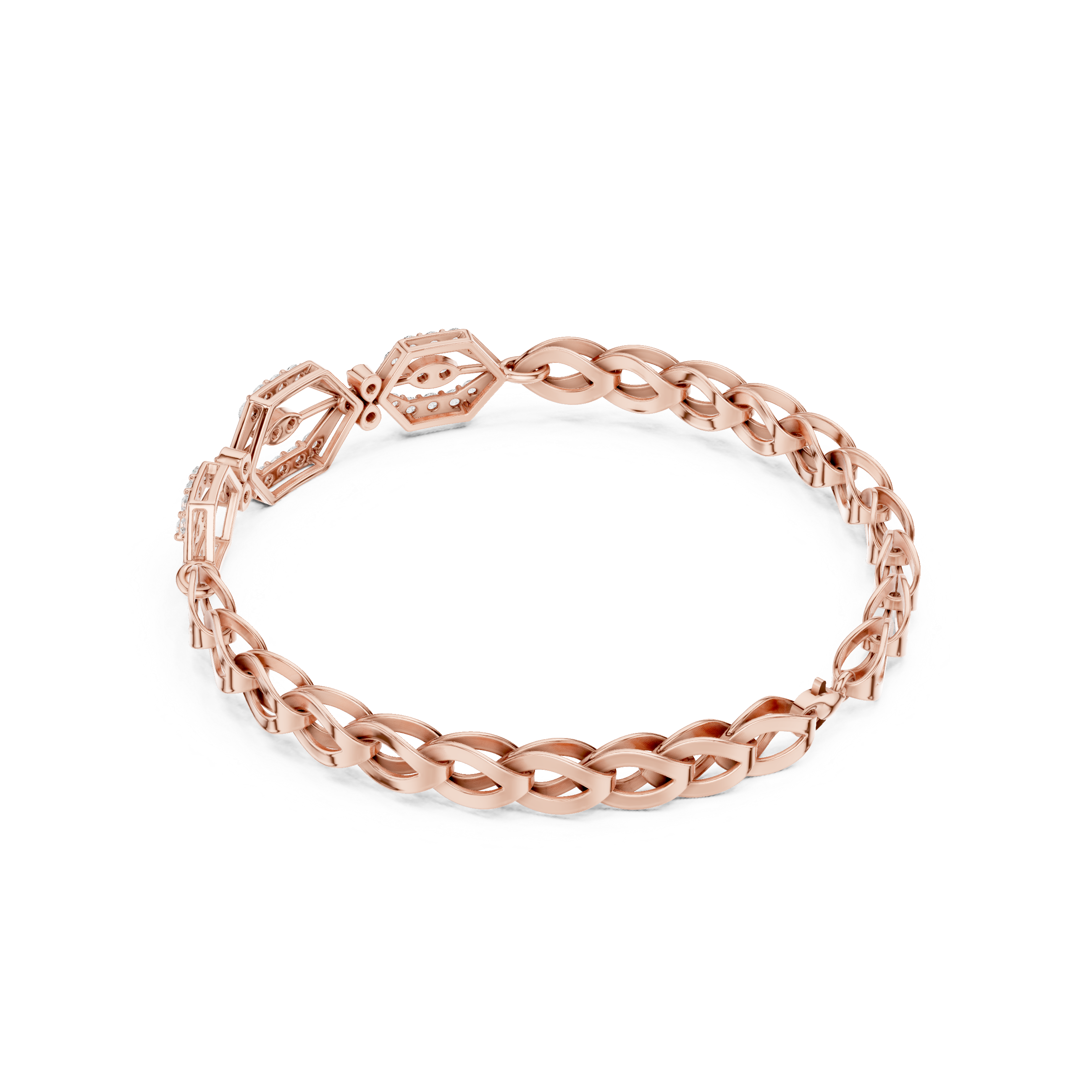Geometric Hexagon Diamond Link Bracelet