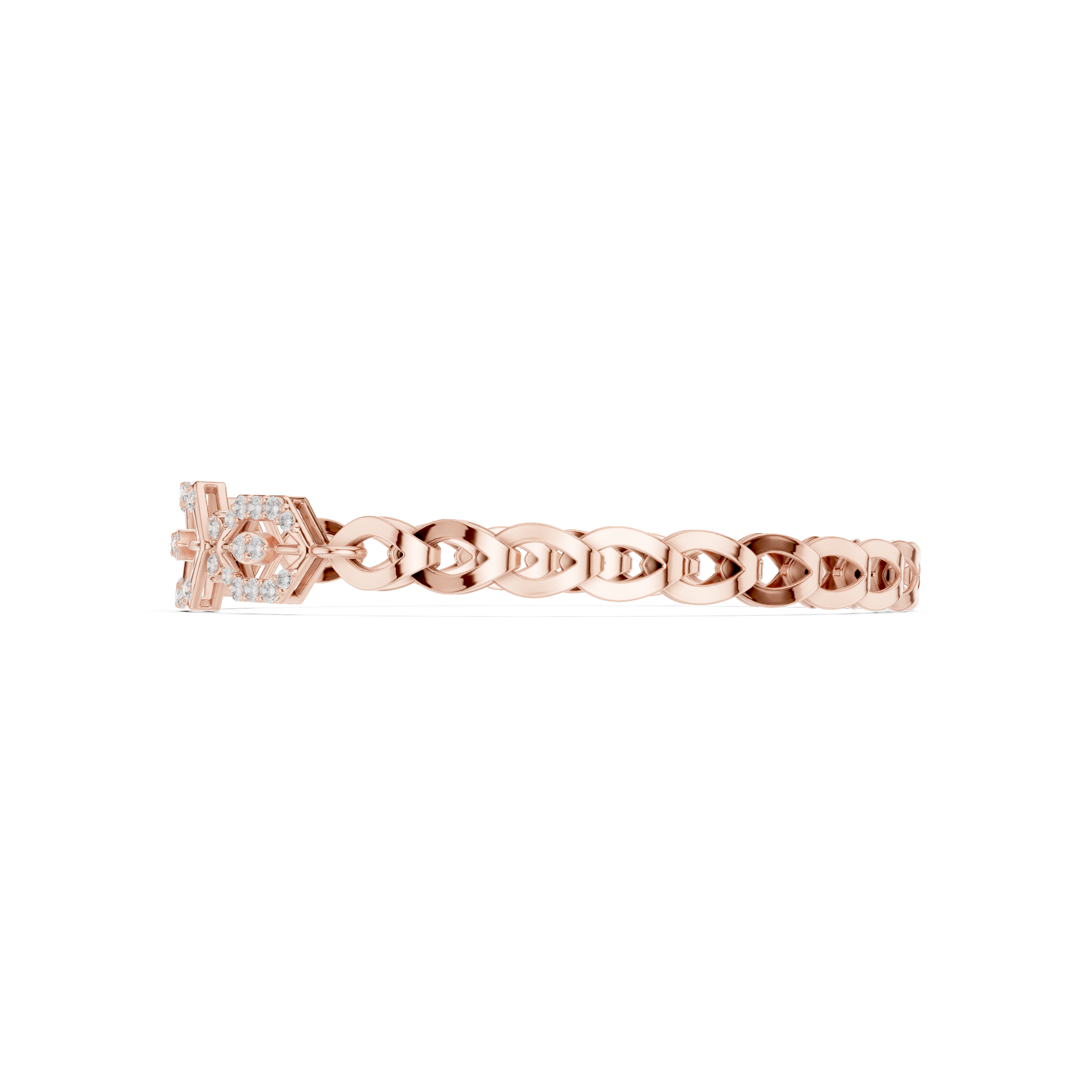 Geometric Hexagon Diamond Link Bracelet