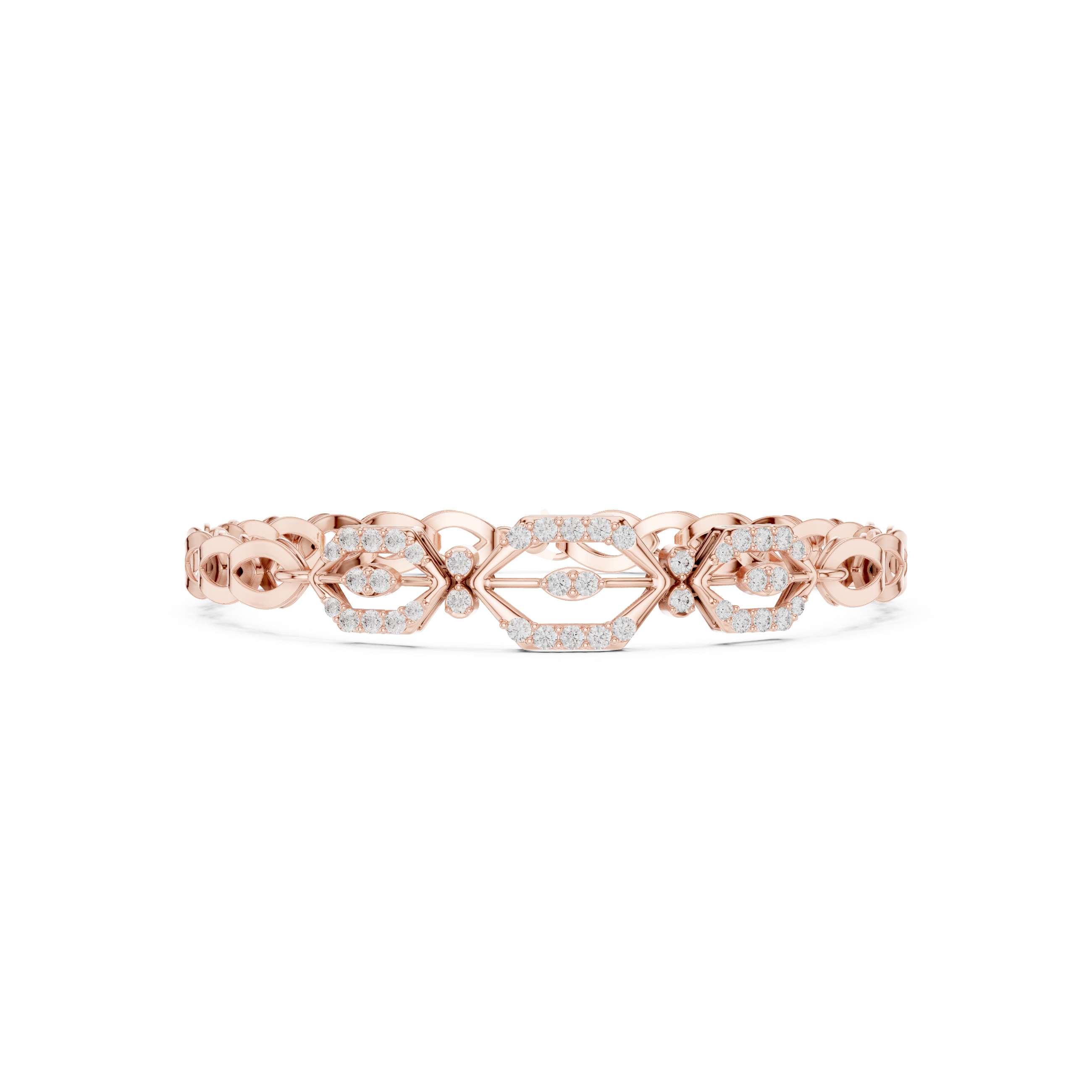 Geometric Hexagon Diamond Link Bracelet