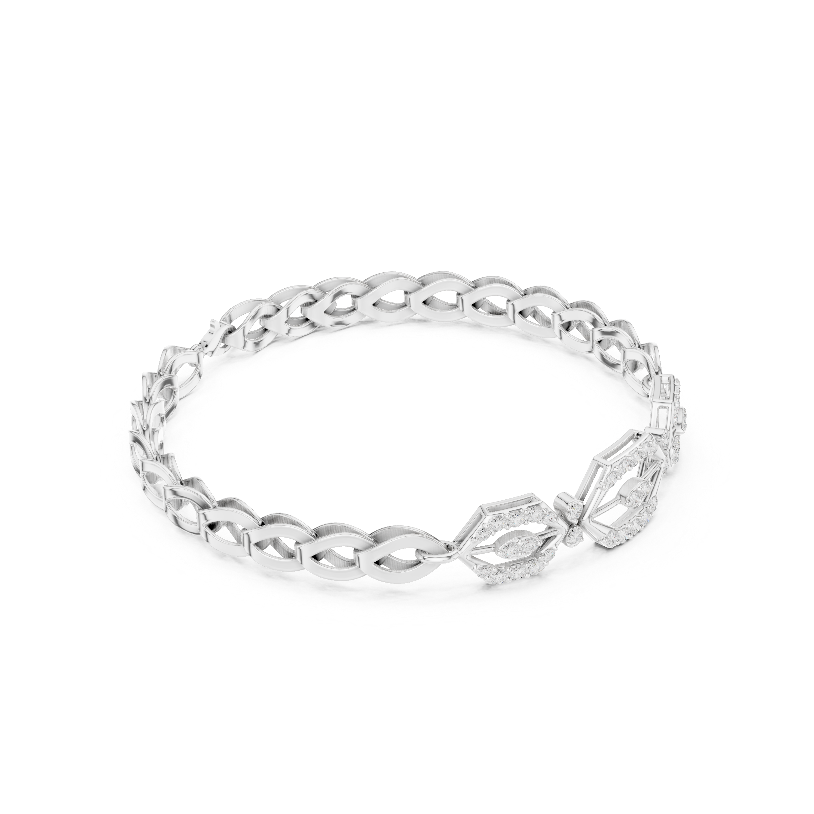Geometric Hexagon Diamond Link Bracelet