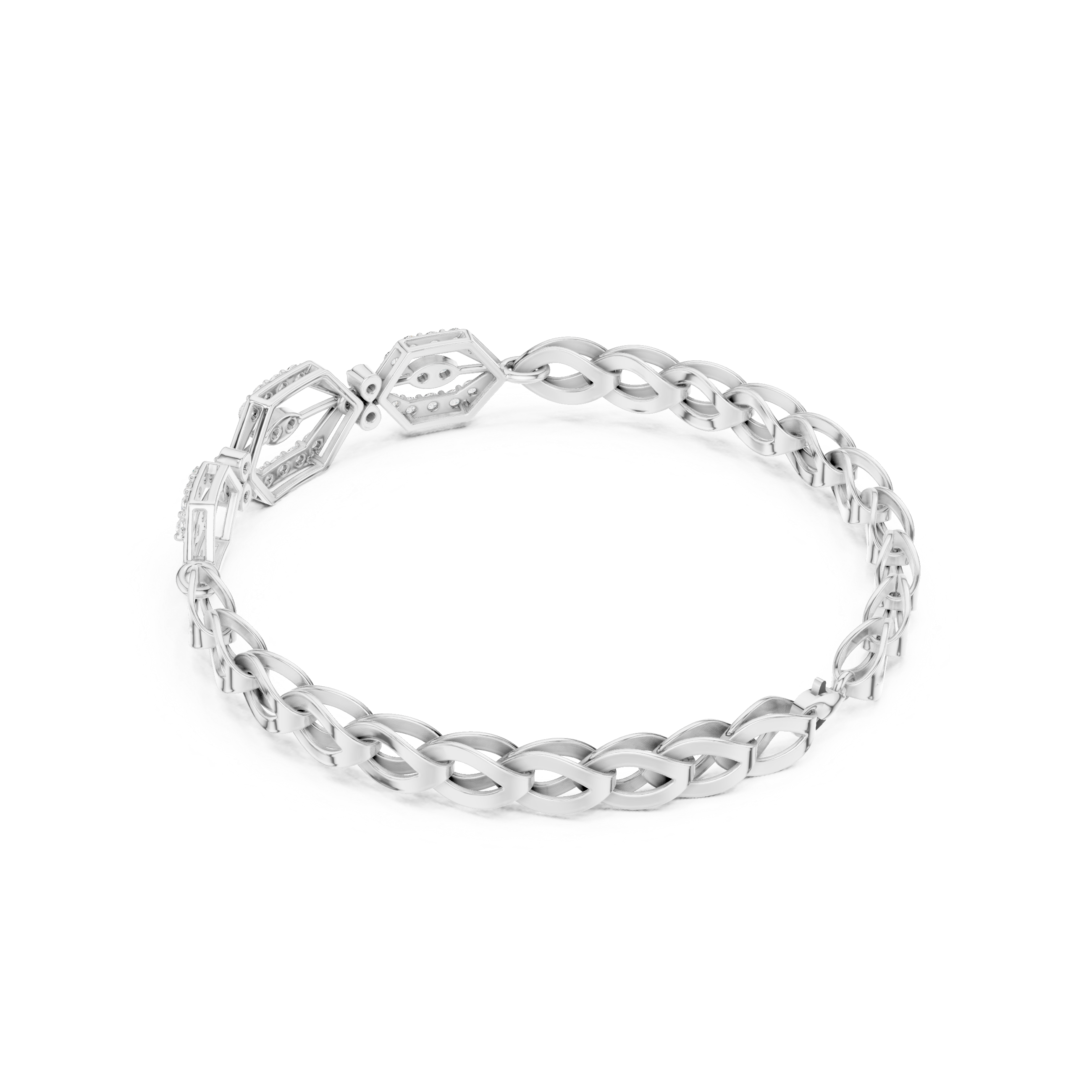 Geometric Hexagon Diamond Link Bracelet