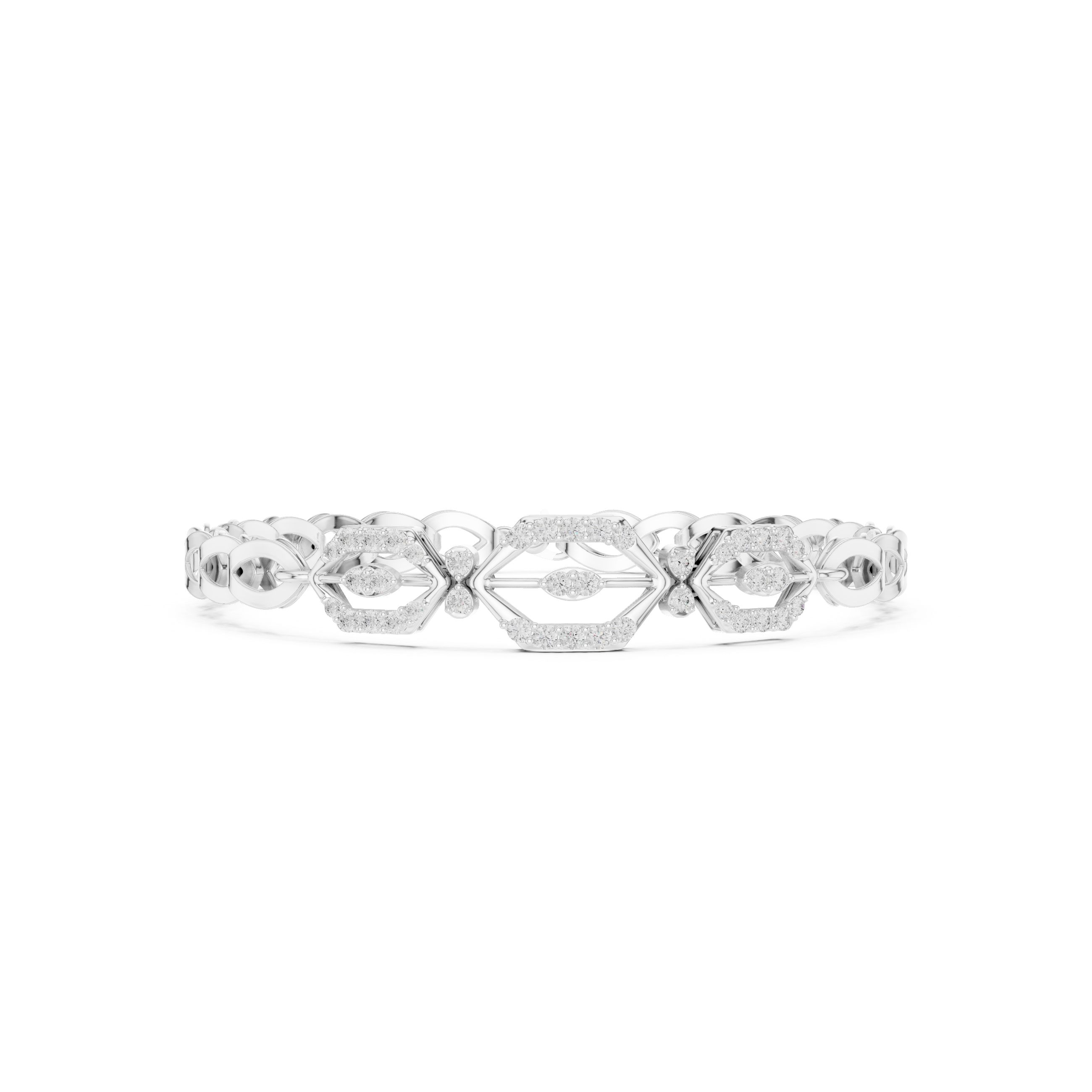 Geometric Hexagon Diamond Link Bracelet