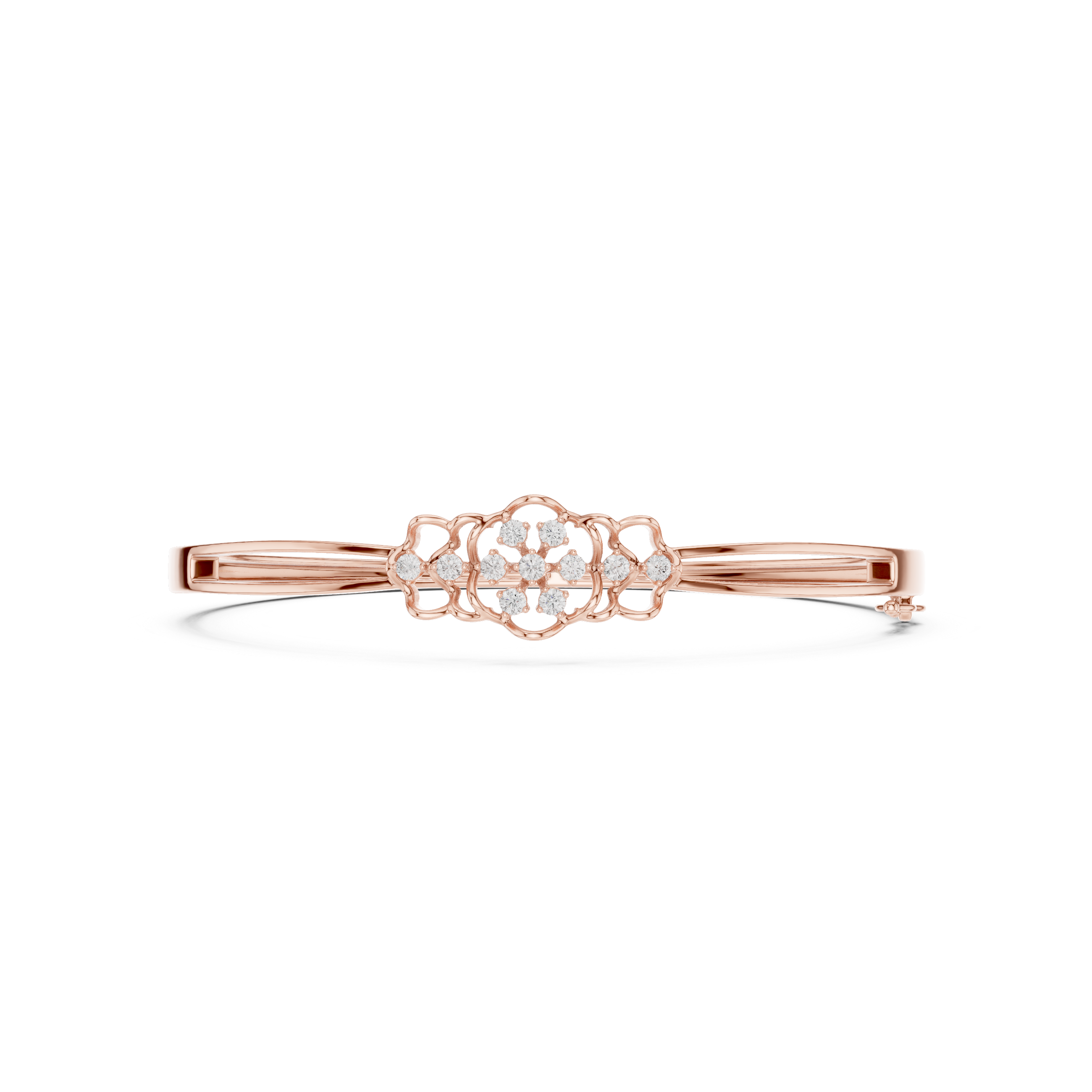 Vintage Floral Cluster Diamond Bangle Bracelet