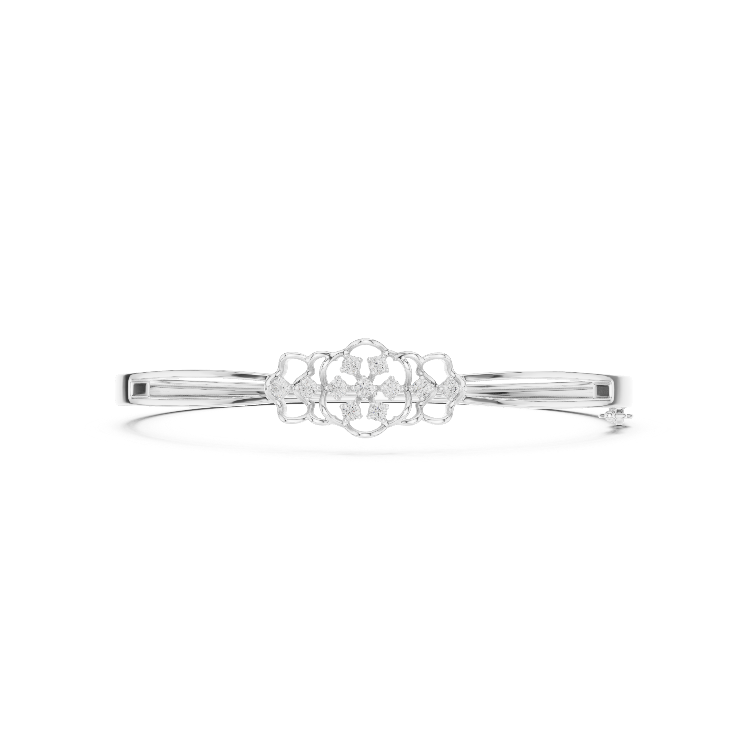 Vintage Floral Cluster Diamond Bangle Bracelet