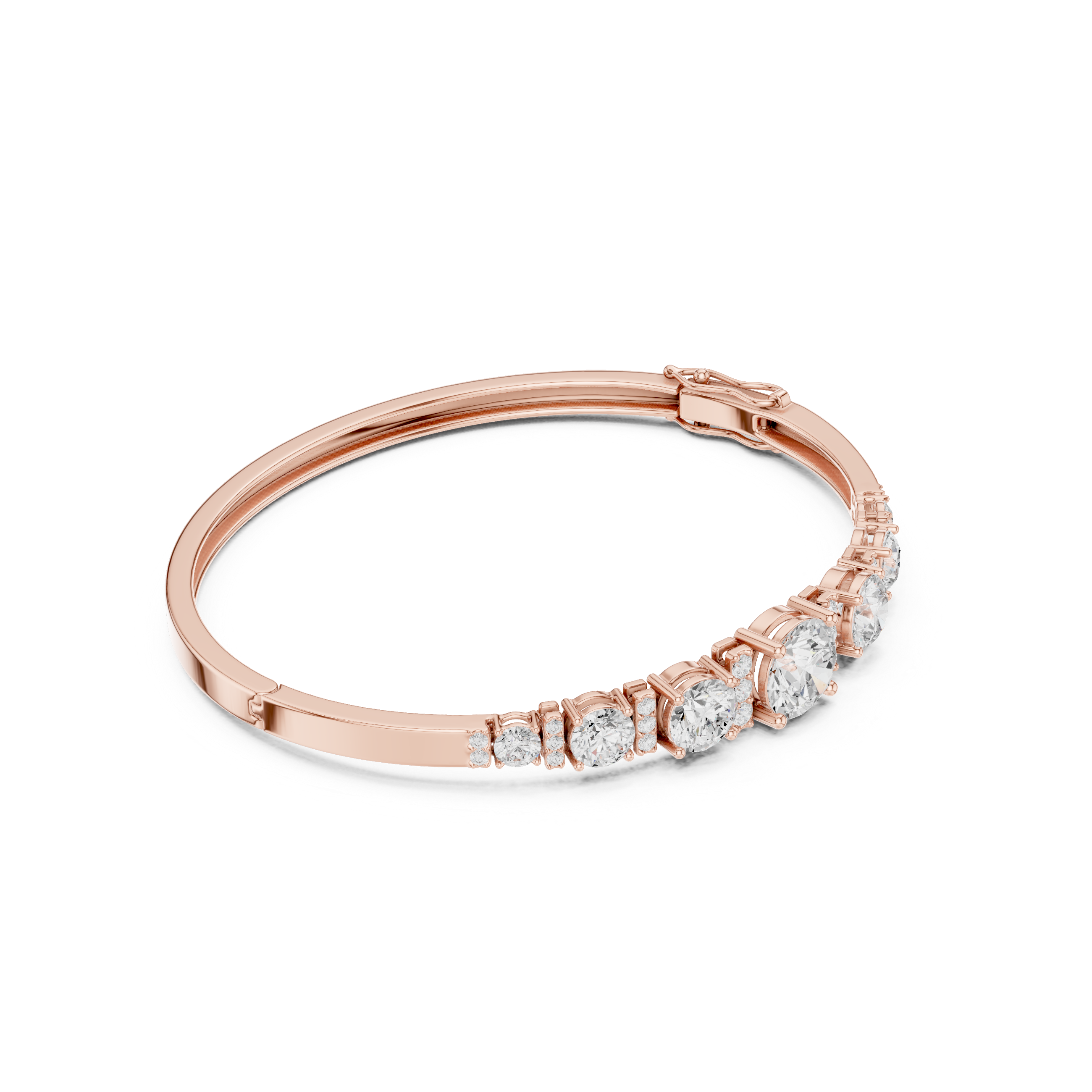 Graduated Round Diamond Bangle Bracelet