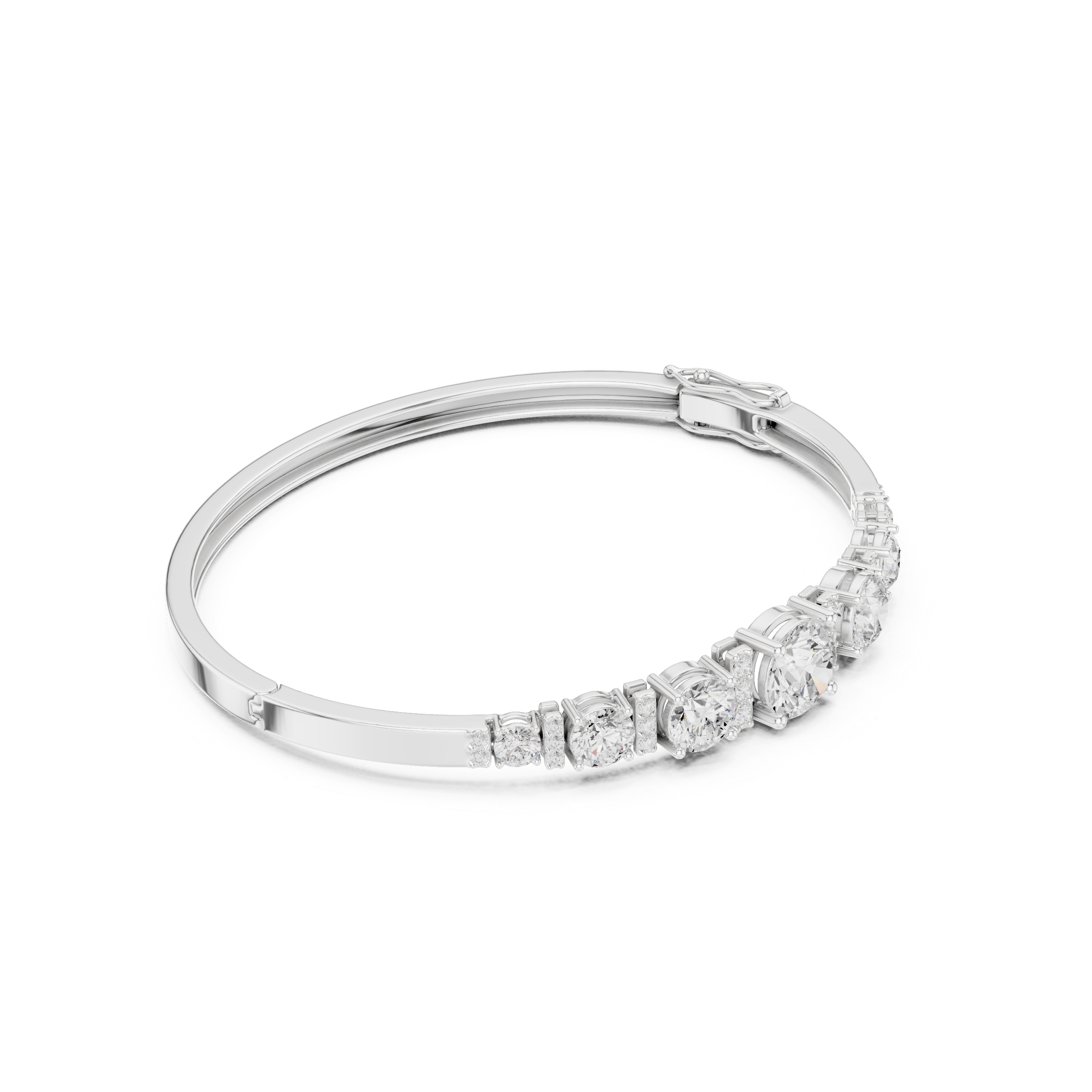 Graduated Round Diamond Bangle Bracelet