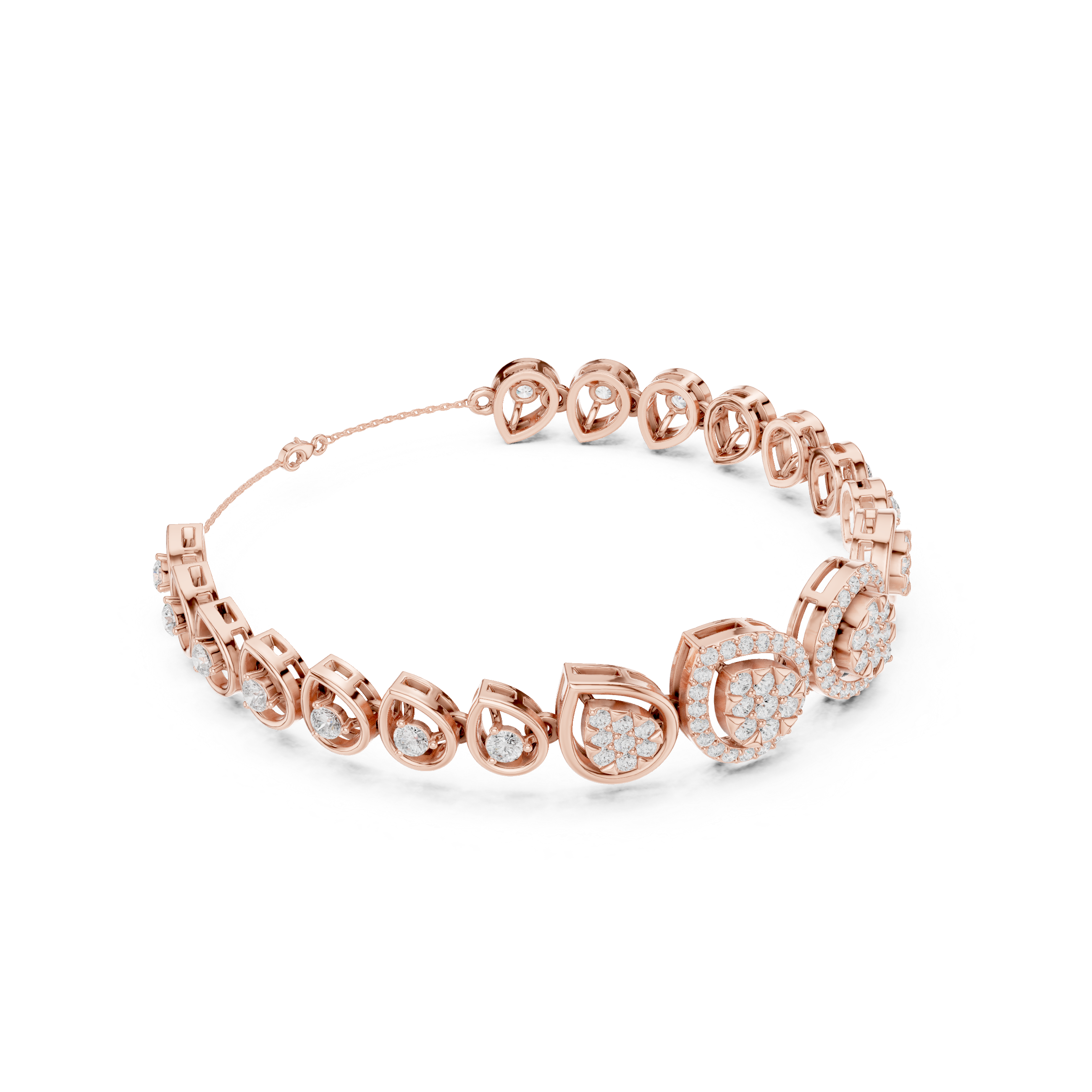 Teardrop Halo Diamond Link Bracelet