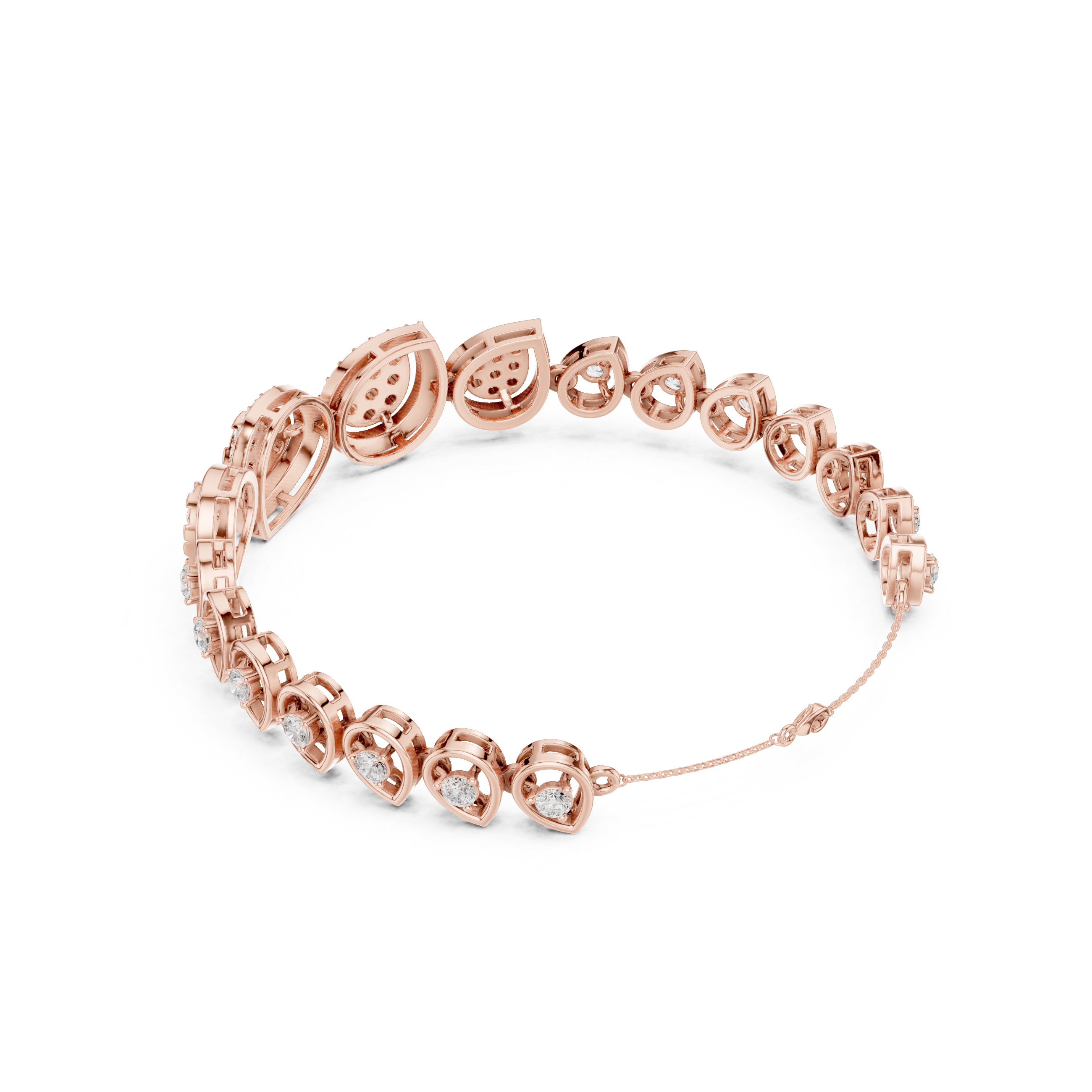 Teardrop Halo Diamond Link Bracelet