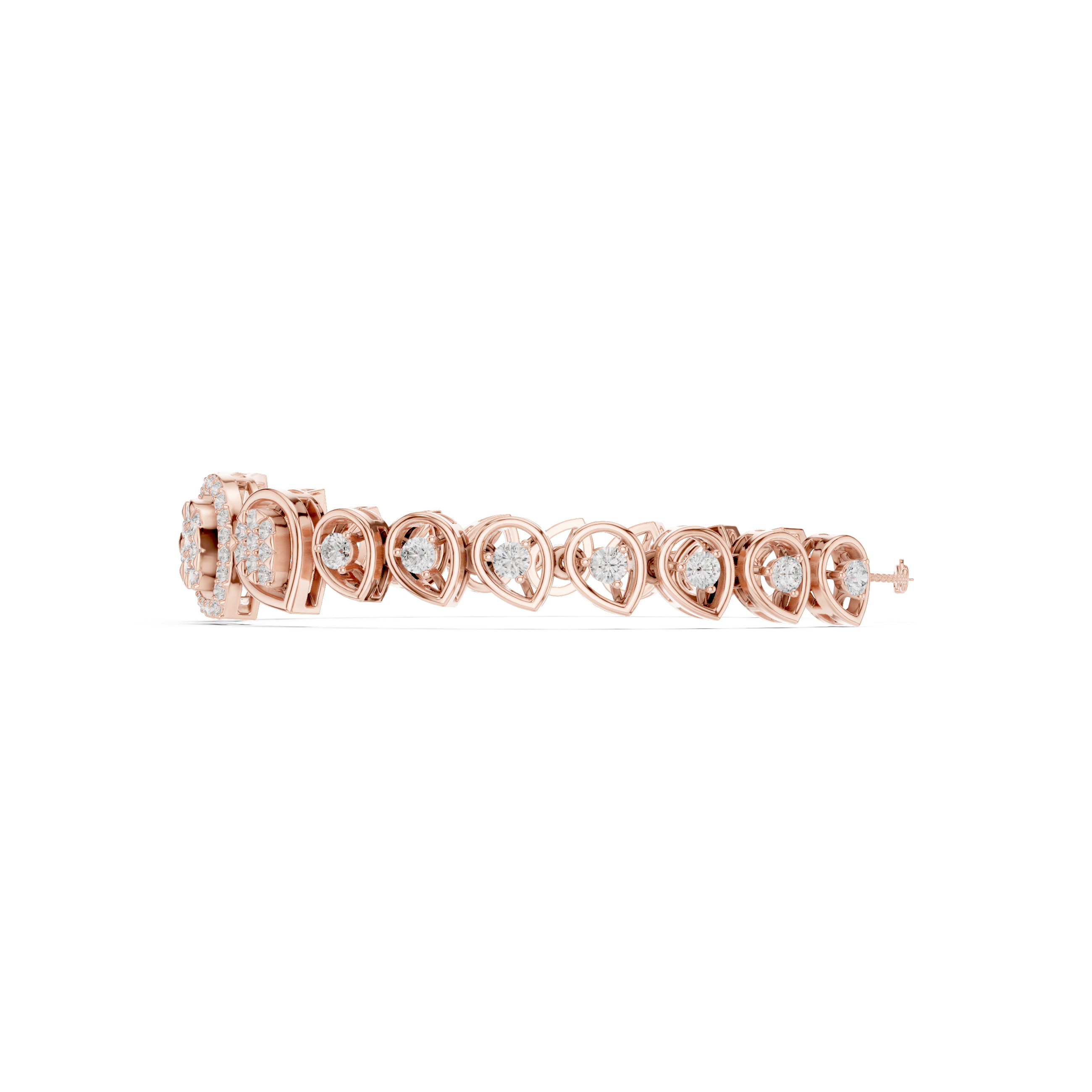 Teardrop Halo Diamond Link Bracelet