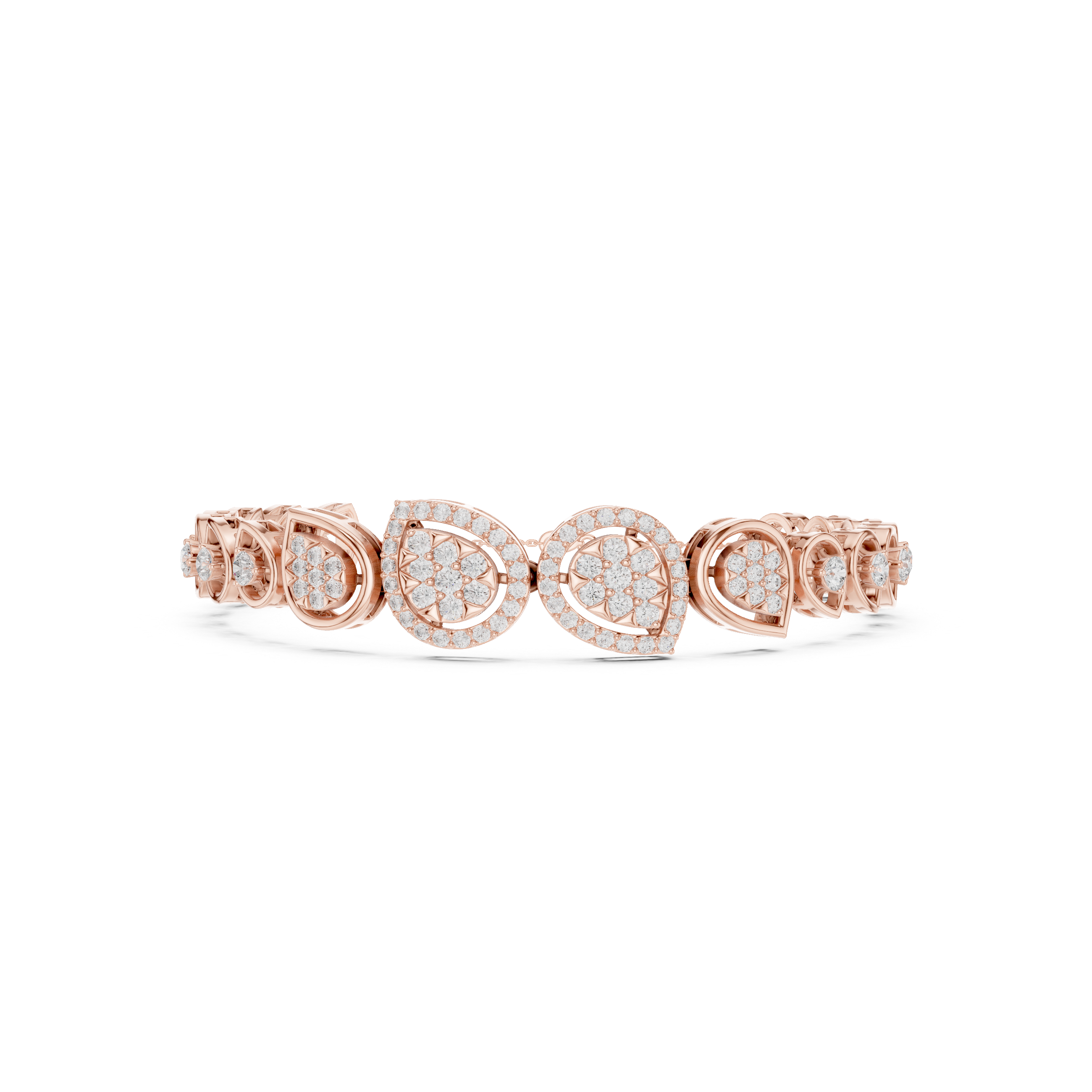 Teardrop Halo Diamond Link Bracelet