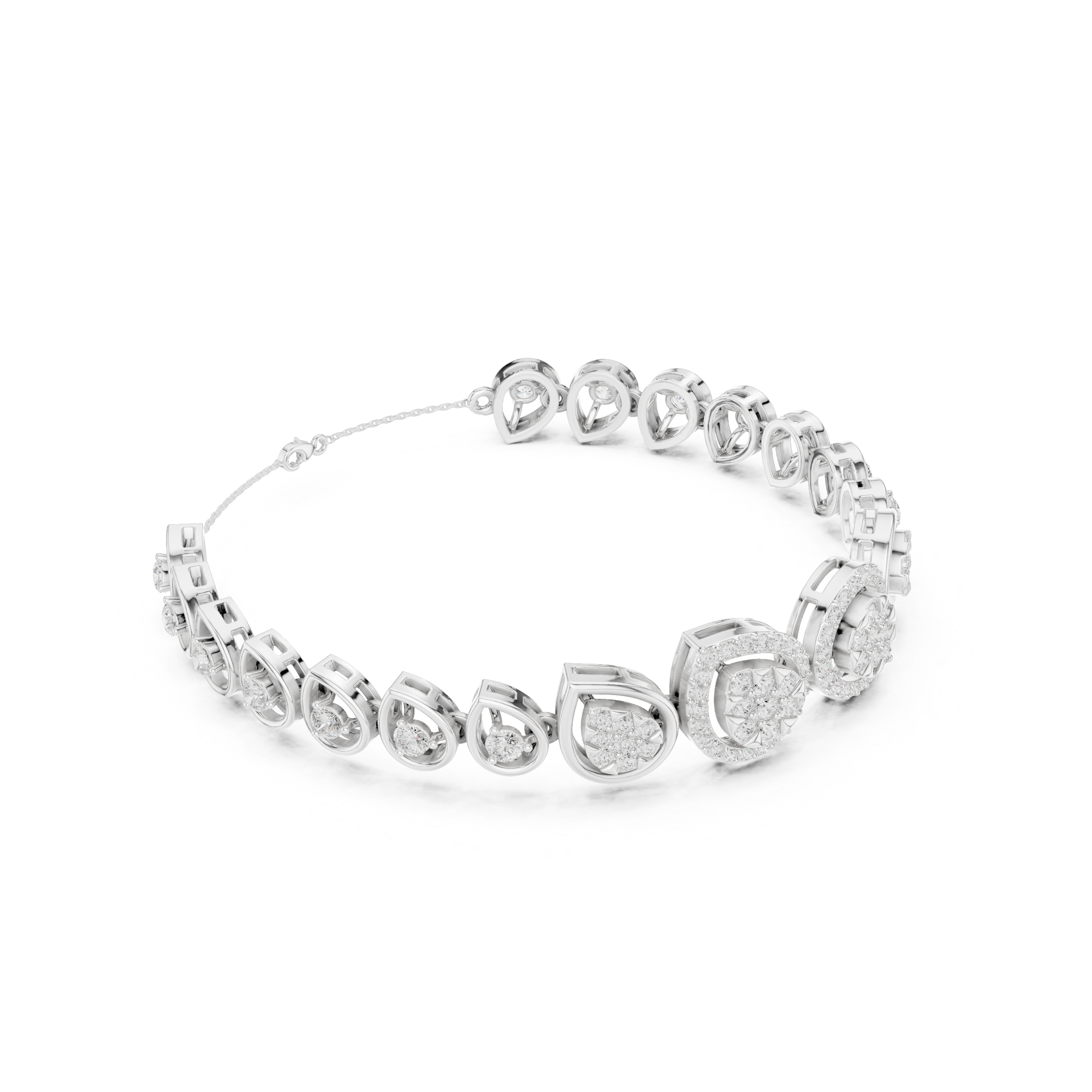 Teardrop Halo Diamond Link Bracelet