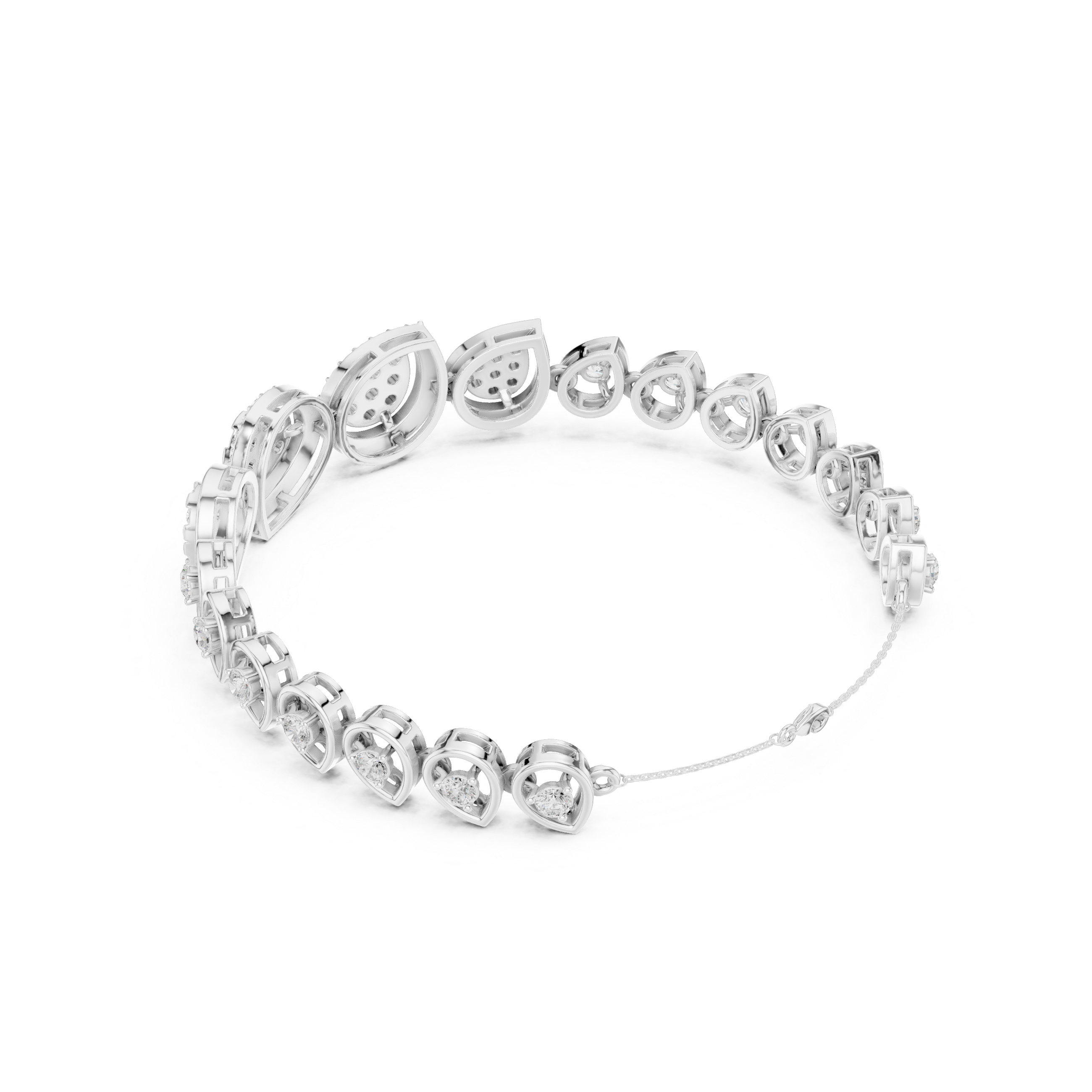 Teardrop Halo Diamond Link Bracelet