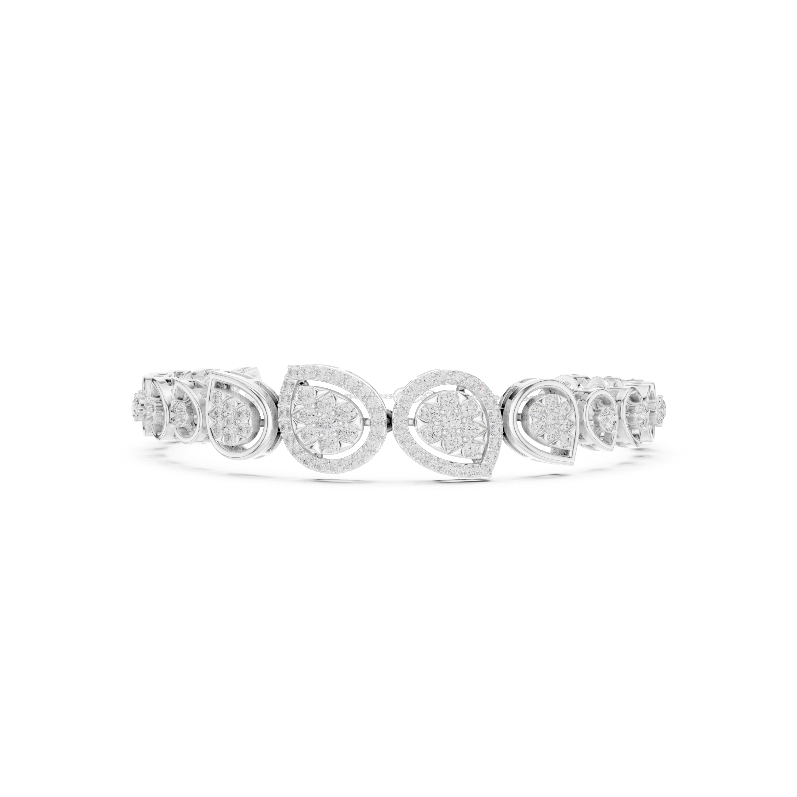 Teardrop Halo Diamond Link Bracelet