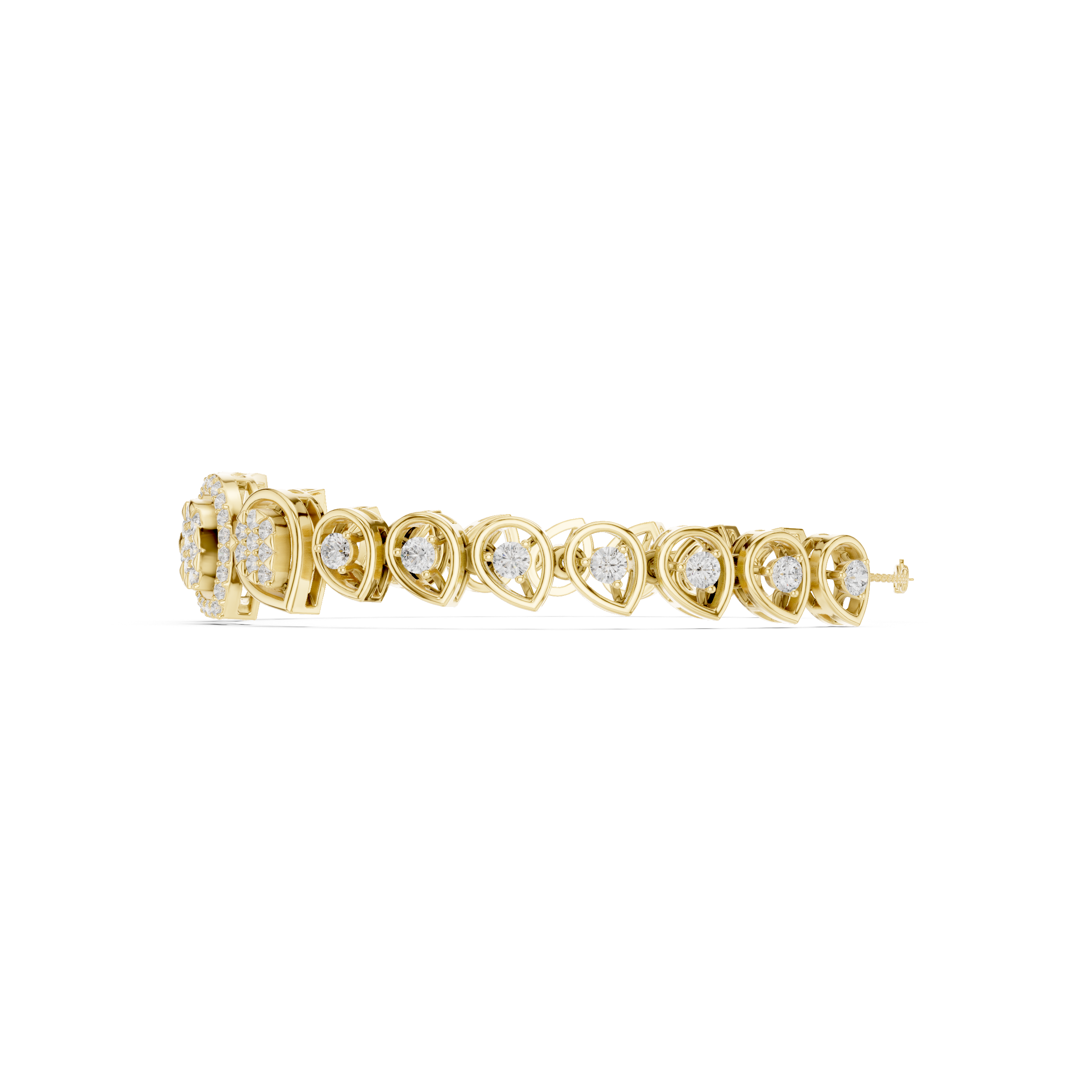 Teardrop Halo Diamond Link Bracelet