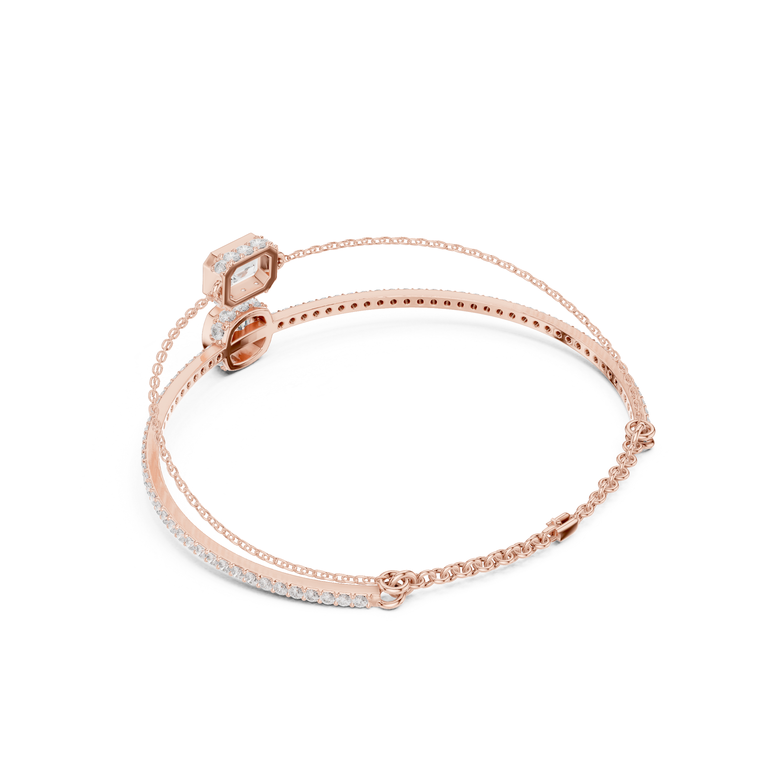 Dual Layer Diamond Bangle Bracelet