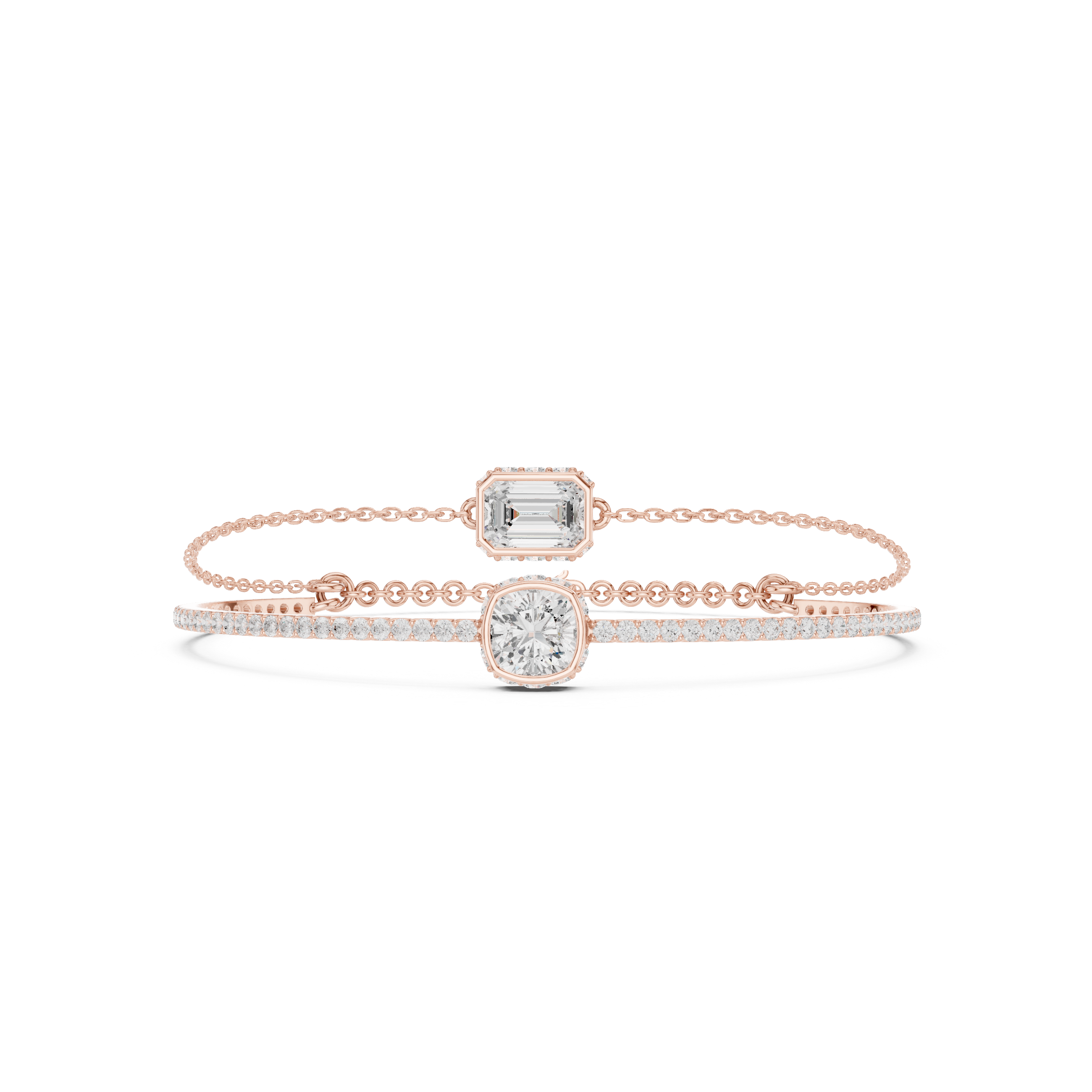 Dual Layer Diamond Bangle Bracelet
