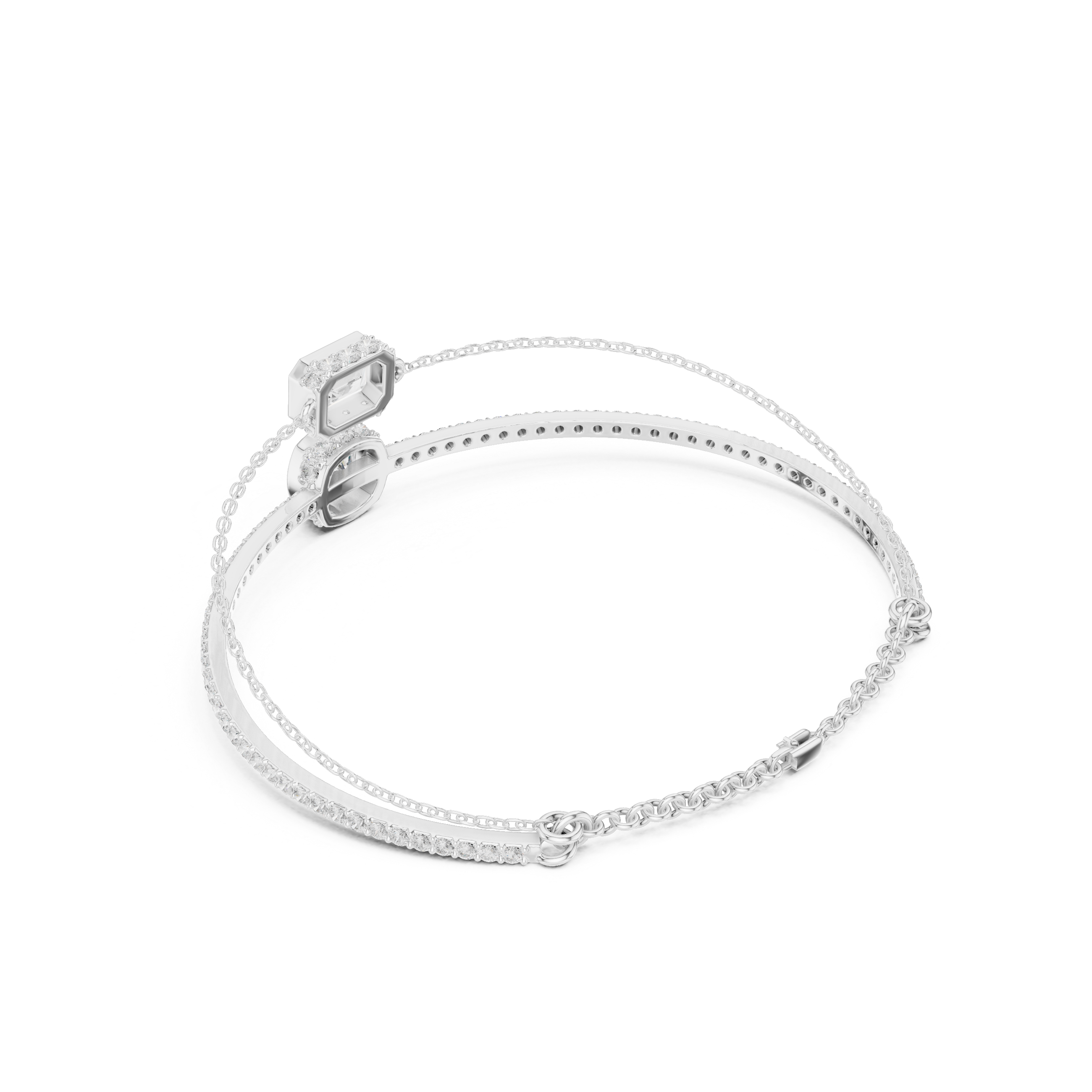 Dual Layer Diamond Bangle Bracelet