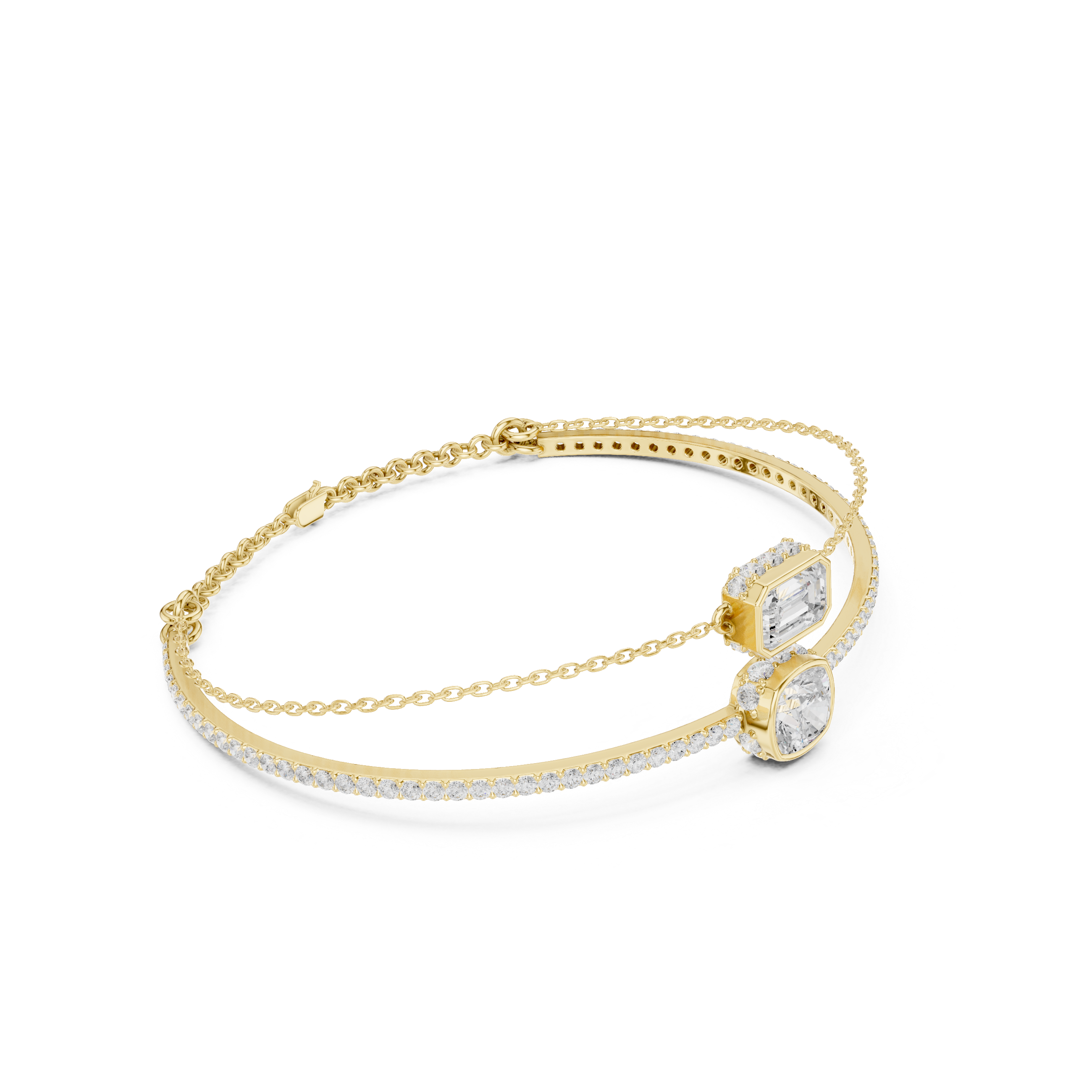 Dual Layer Diamond Bangle Bracelet