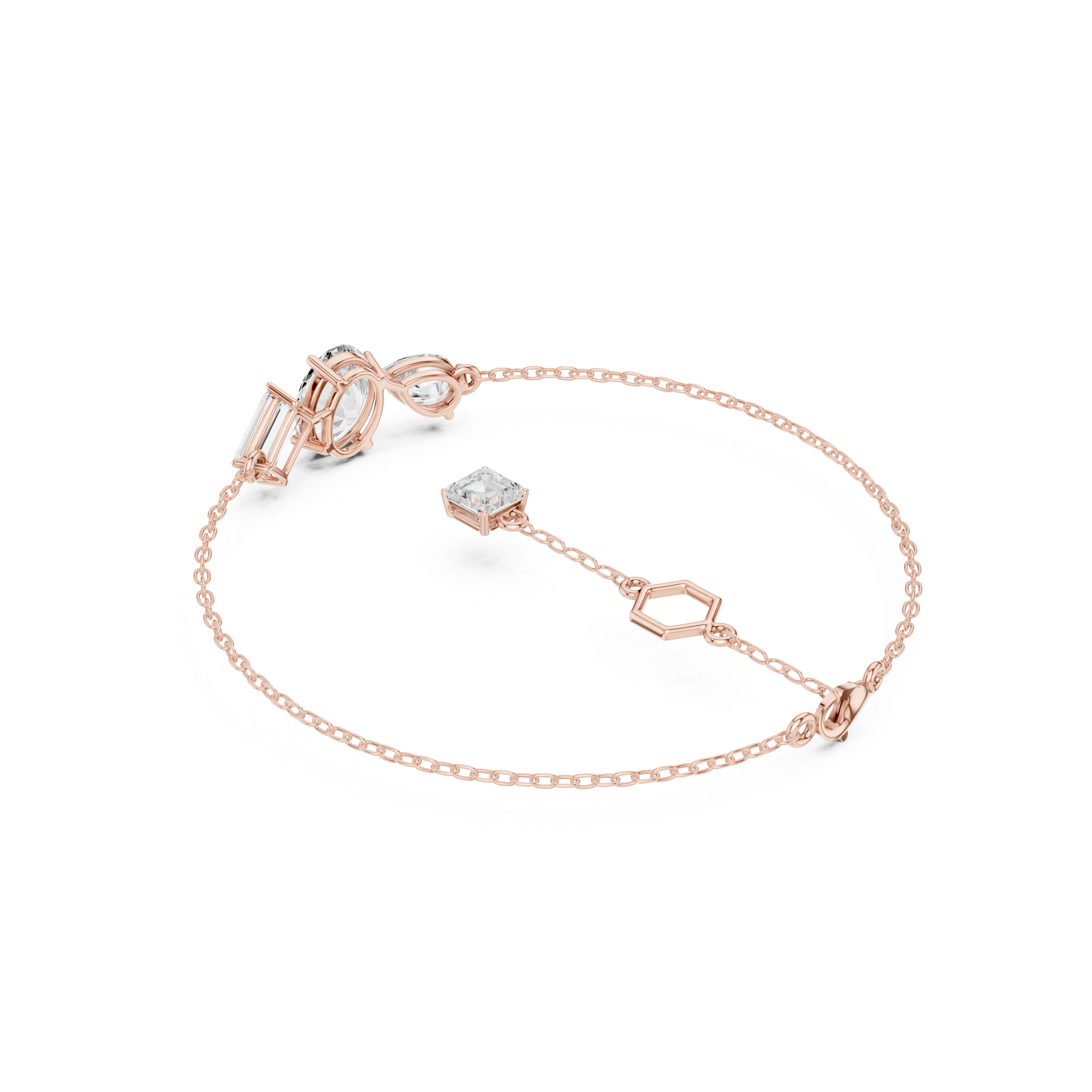 Mixed Shape Diamond Chain Bracelet
