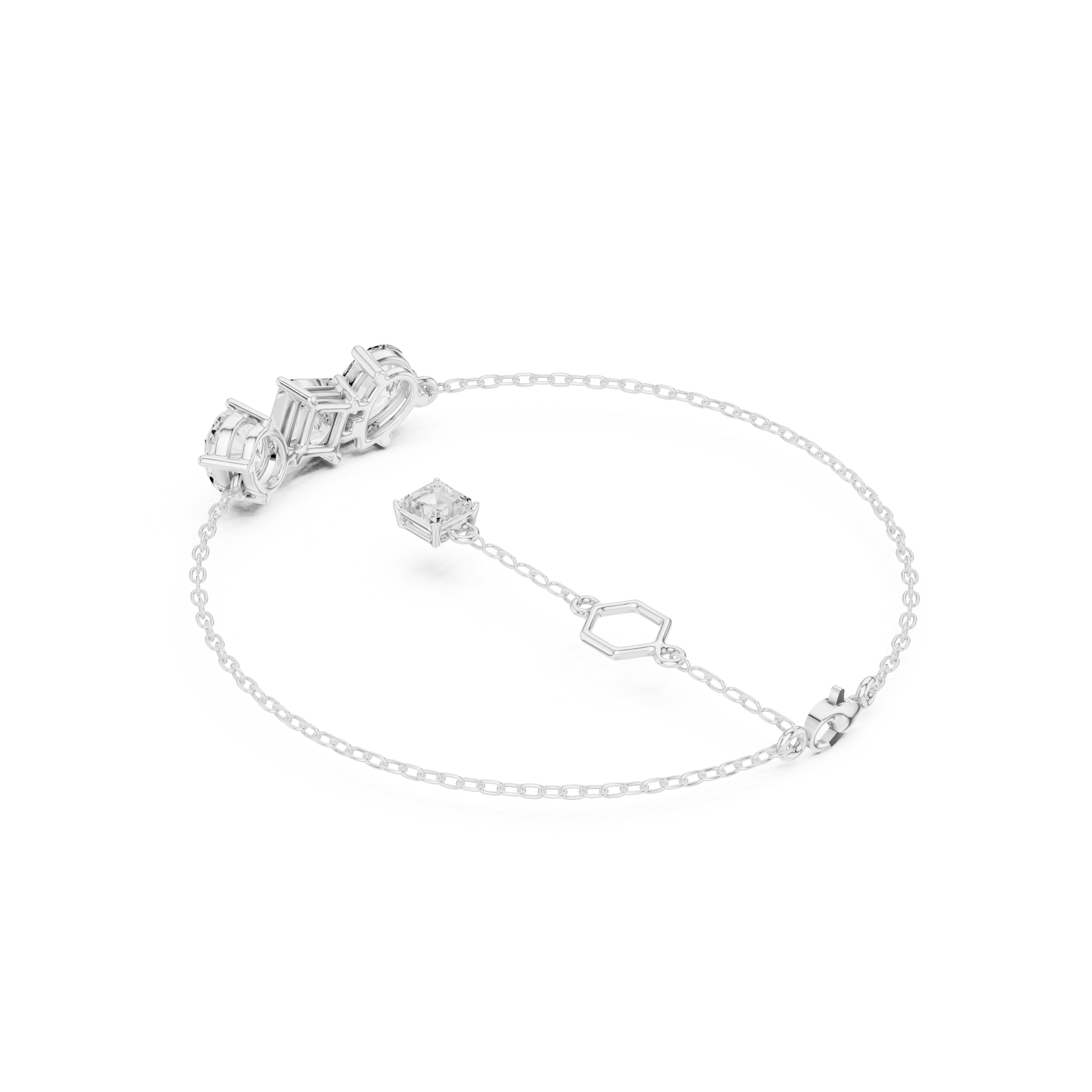 Mixed Cut Diamond Chain Bracelet