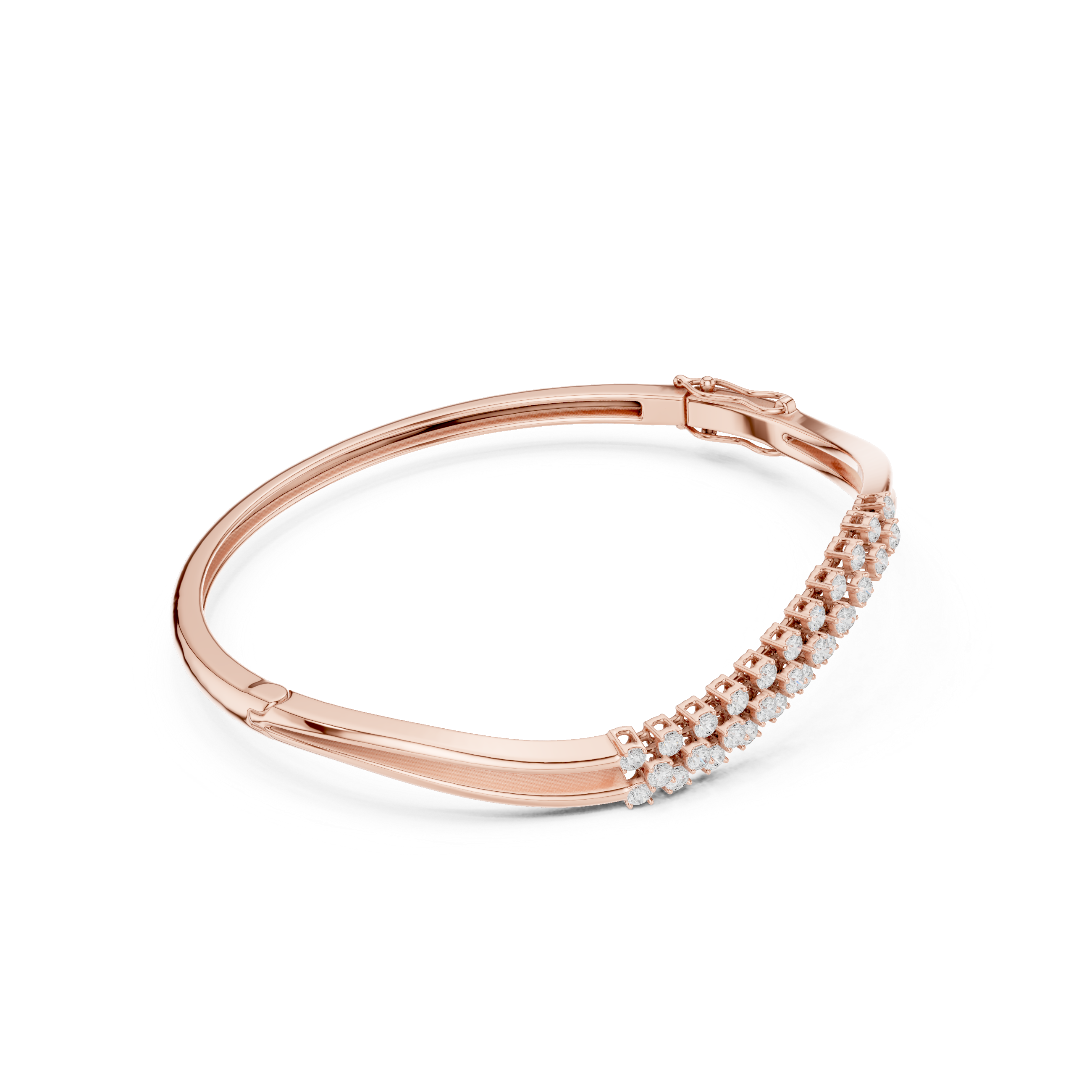 Wave Pavé Diamond Bangle Bracelet