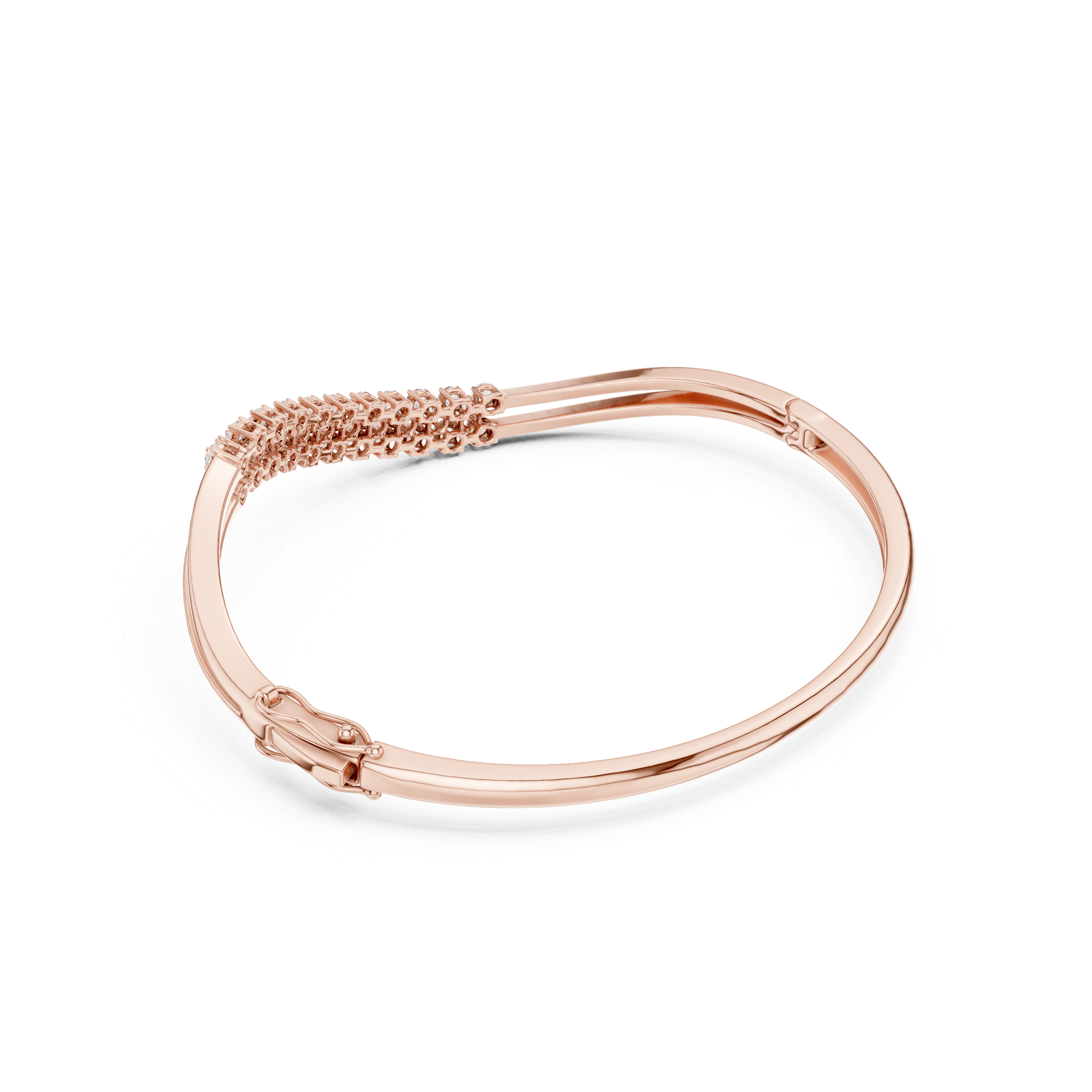 Wave Pavé Diamond Bangle Bracelet
