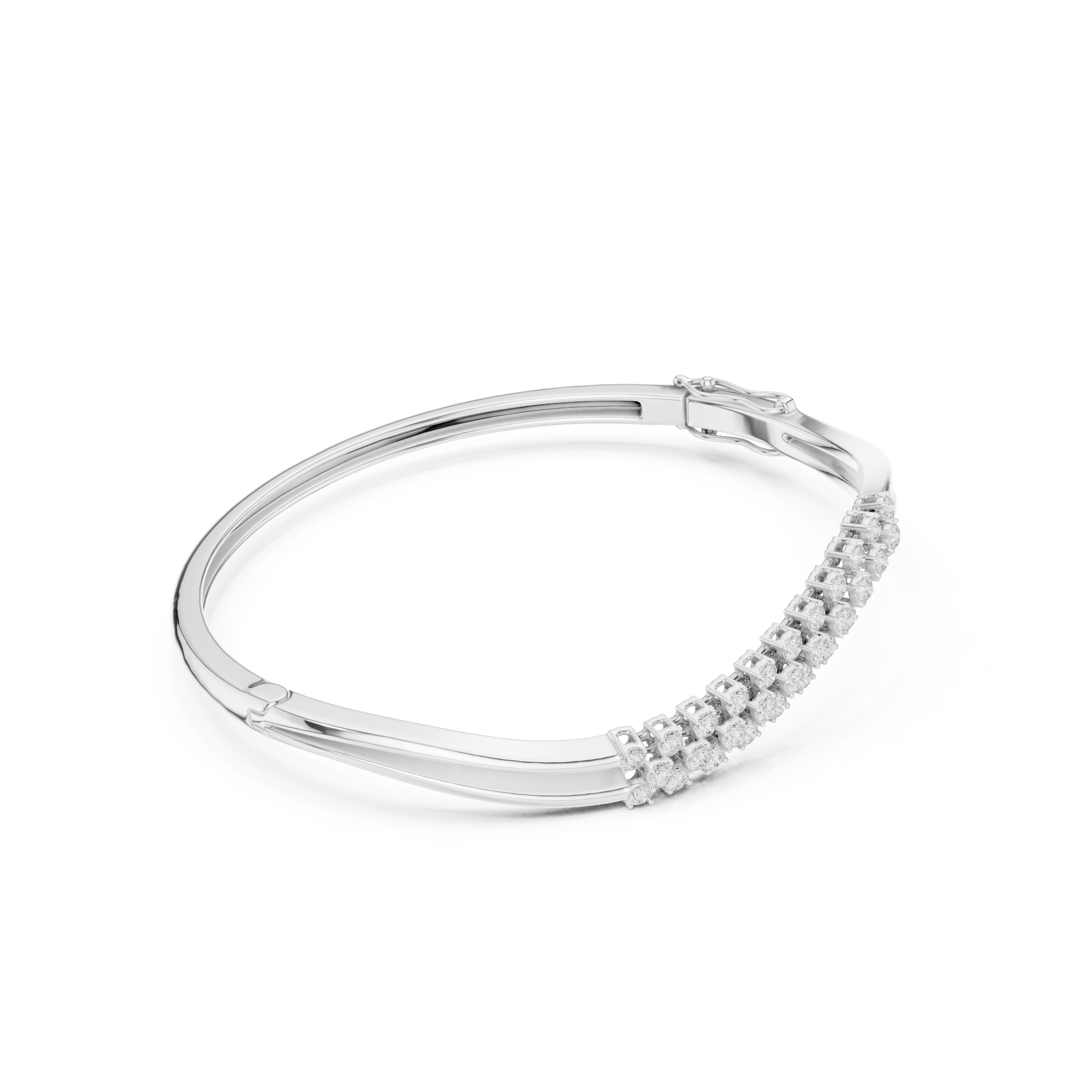 Wave Pavé Diamond Bangle Bracelet