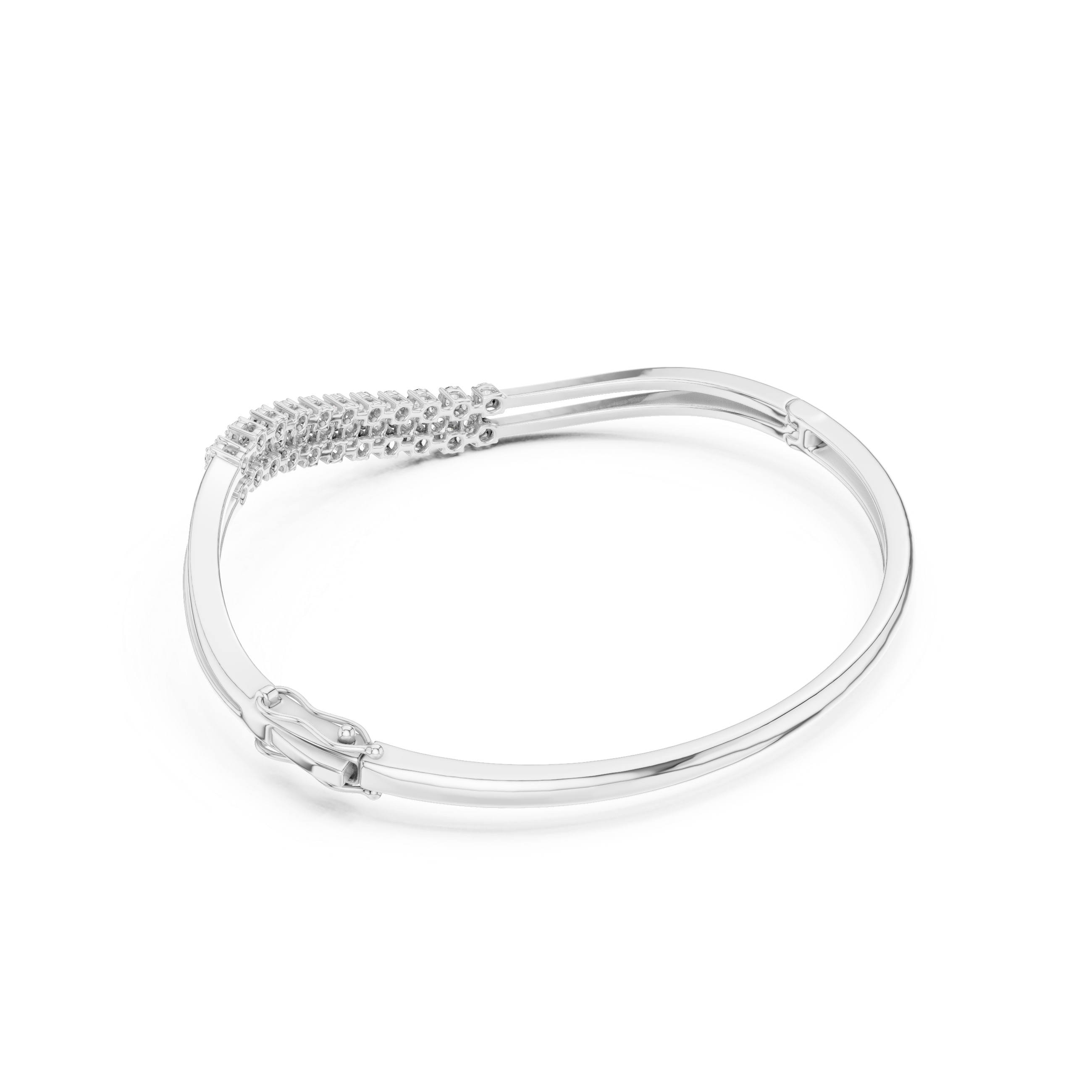 Wave Pavé Diamond Bangle Bracelet