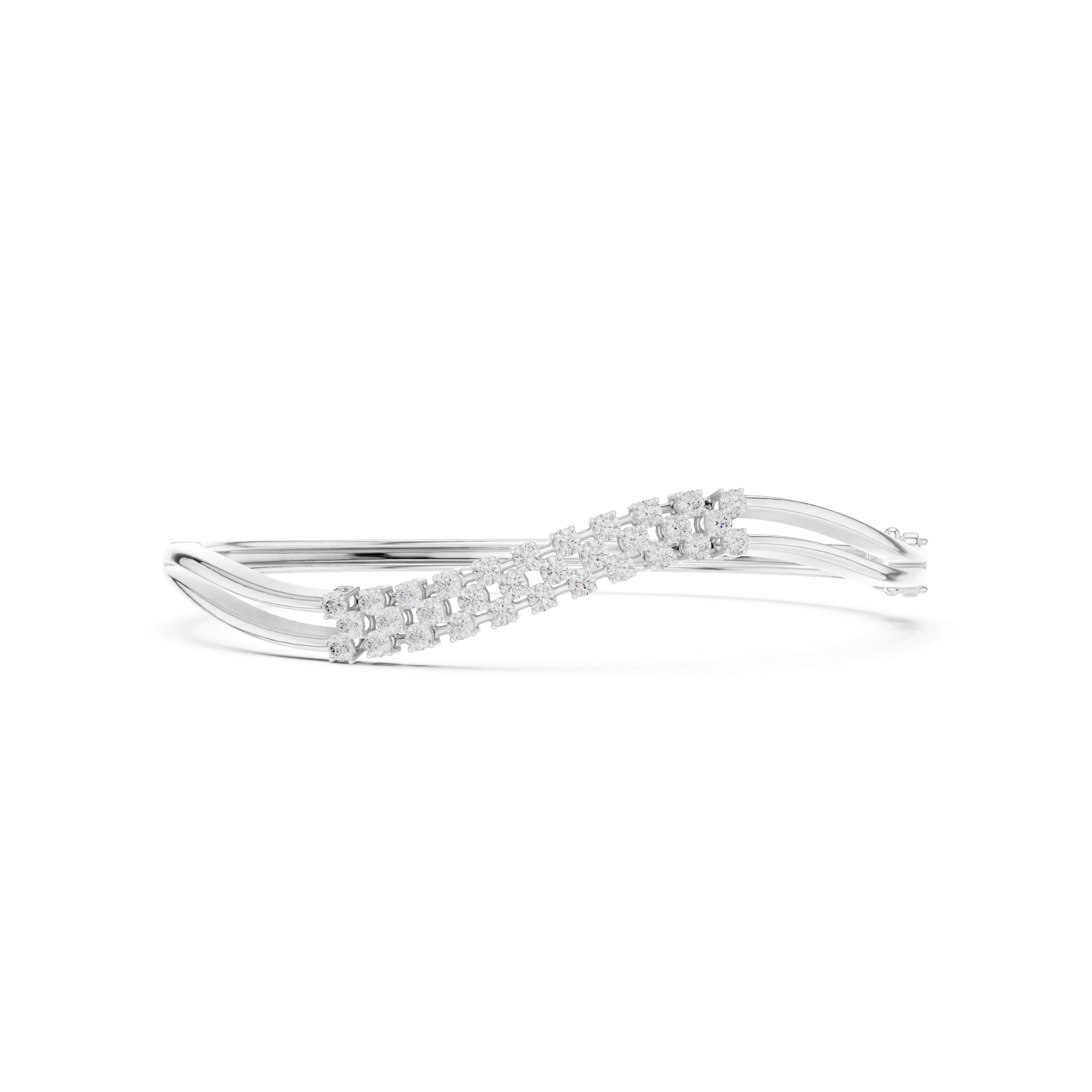 Wave Pavé Diamond Bangle Bracelet