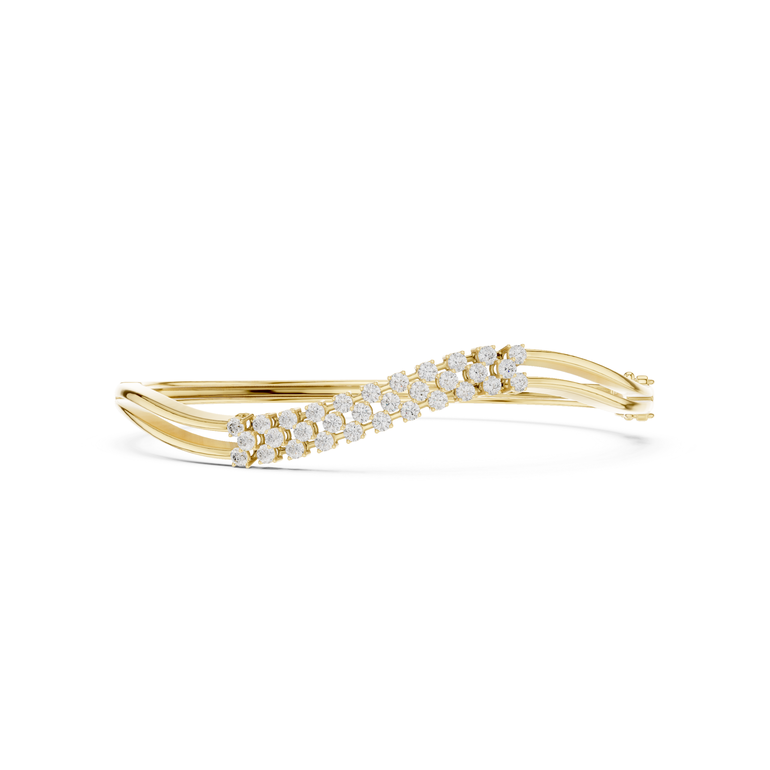 Wave Pavé Diamond Bangle Bracelet