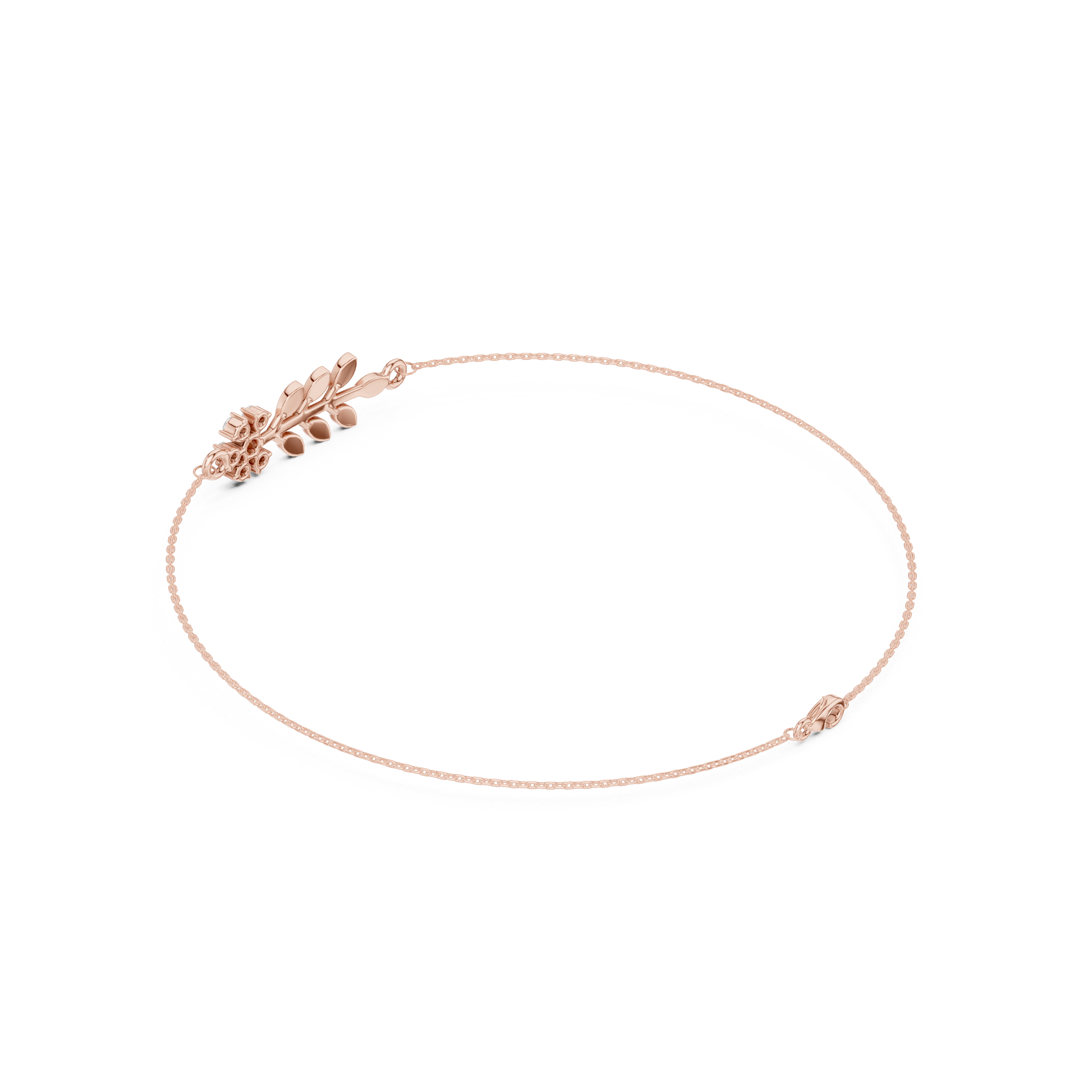 Delicate Floral Leaf Diamond Bracelet