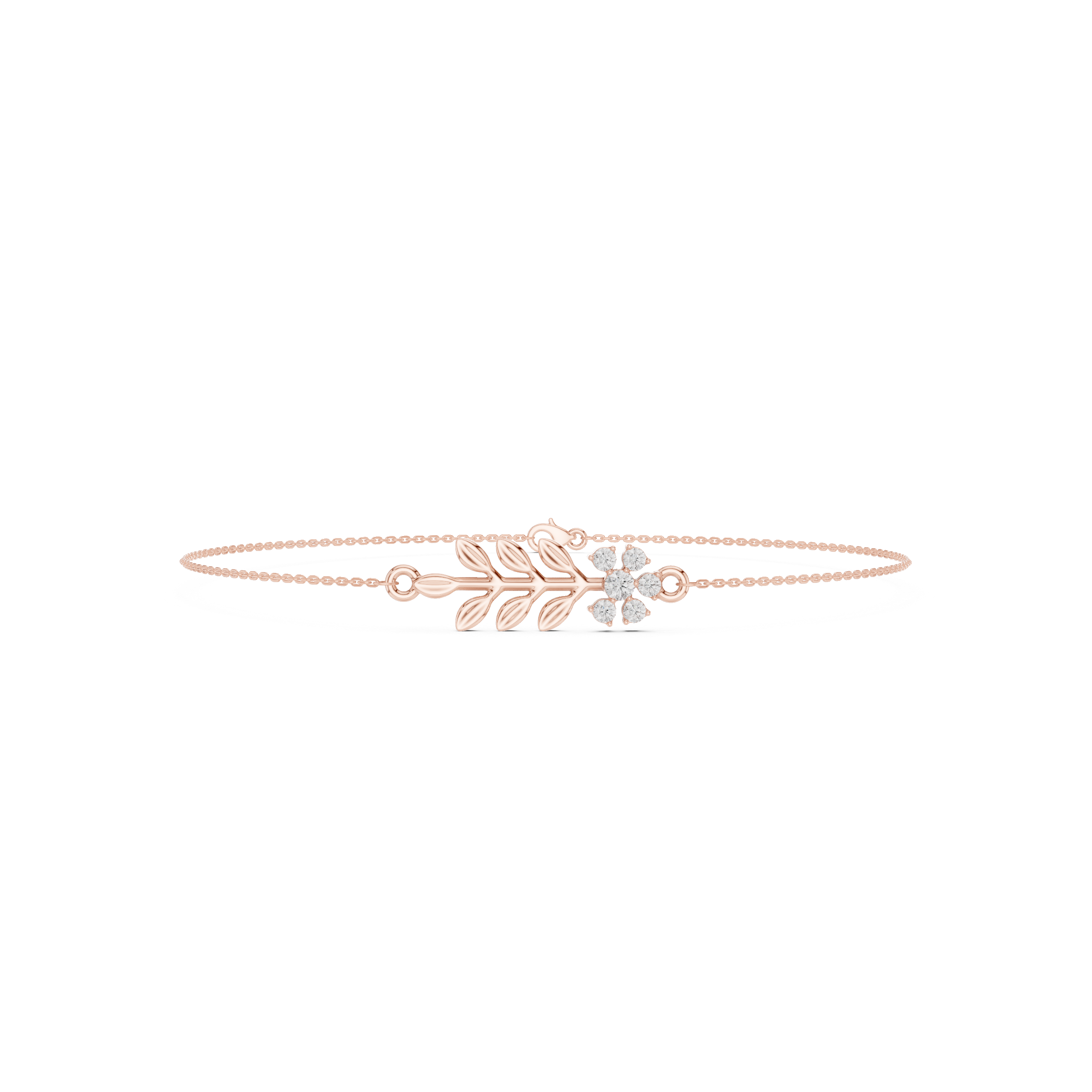 Delicate Floral Leaf Diamond Bracelet