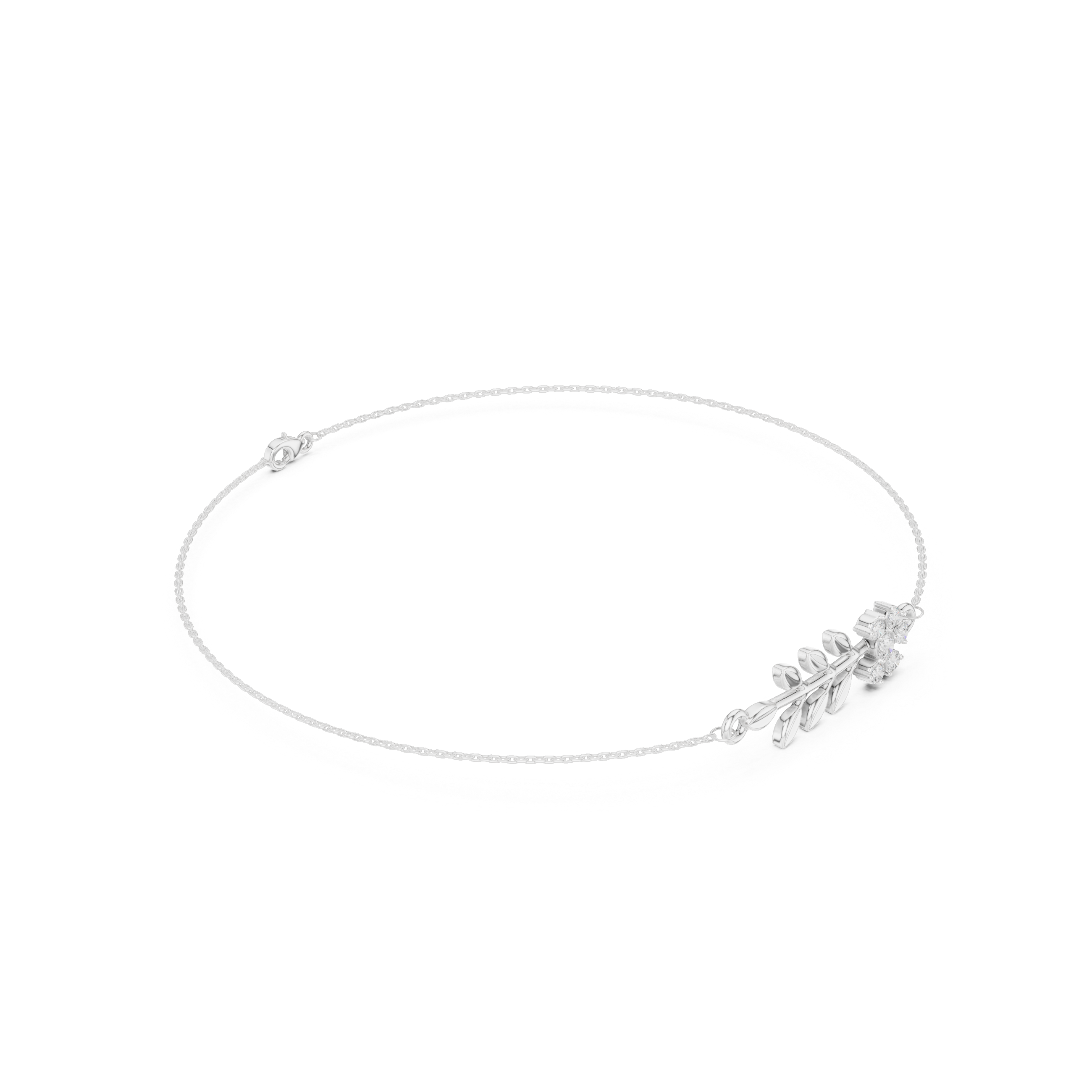 Delicate Floral Leaf Diamond Bracelet