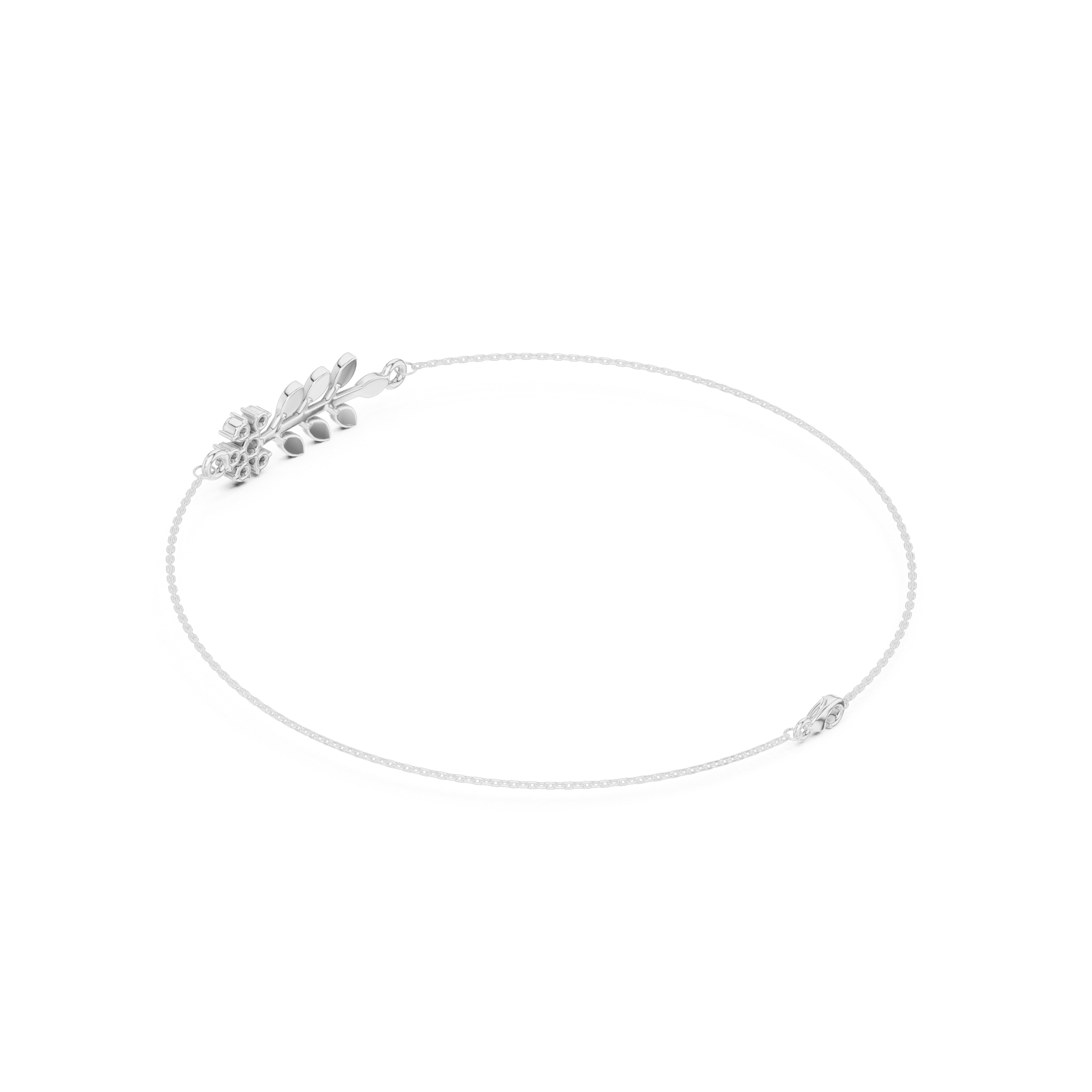 Delicate Floral Leaf Diamond Bracelet