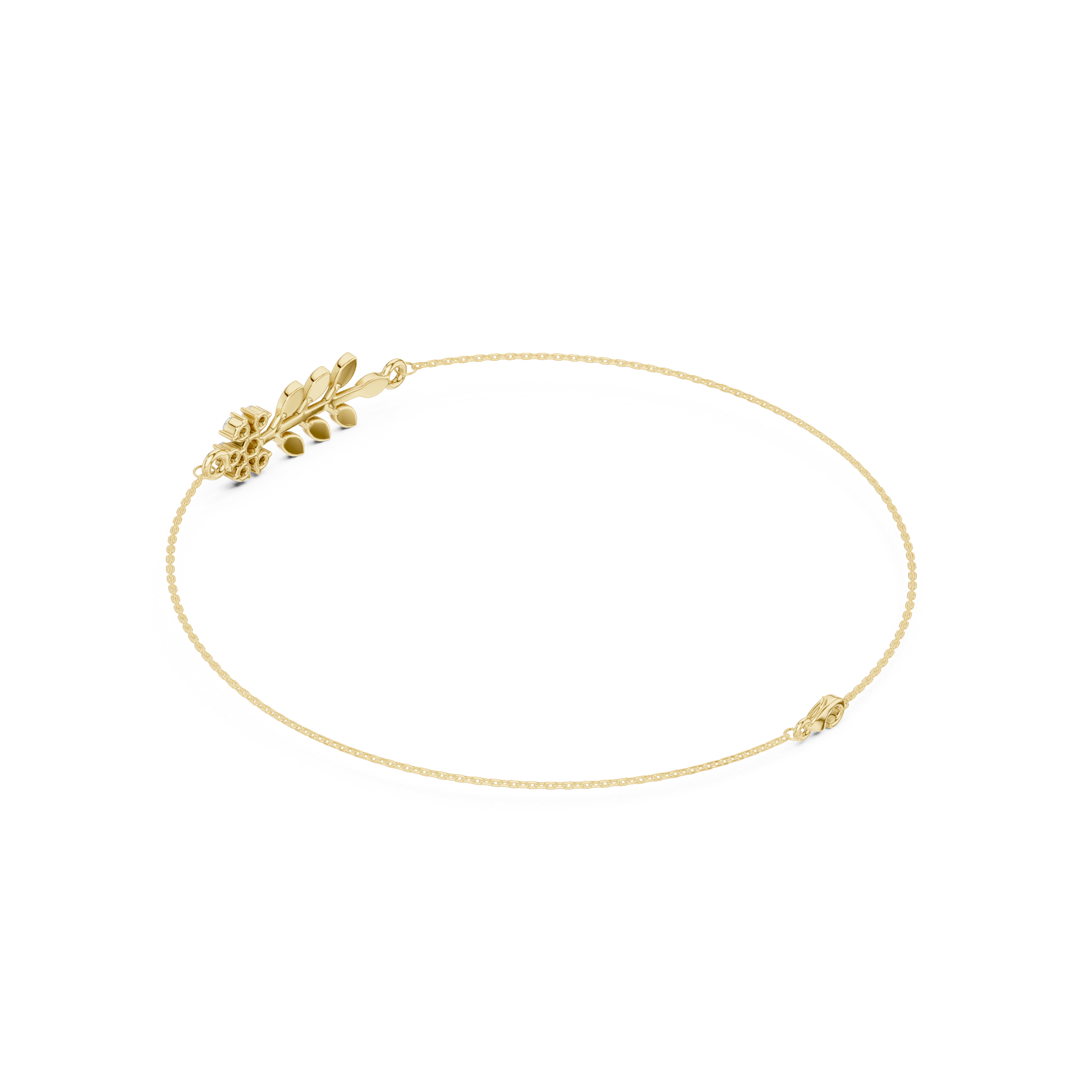 Delicate Floral Leaf Diamond Bracelet