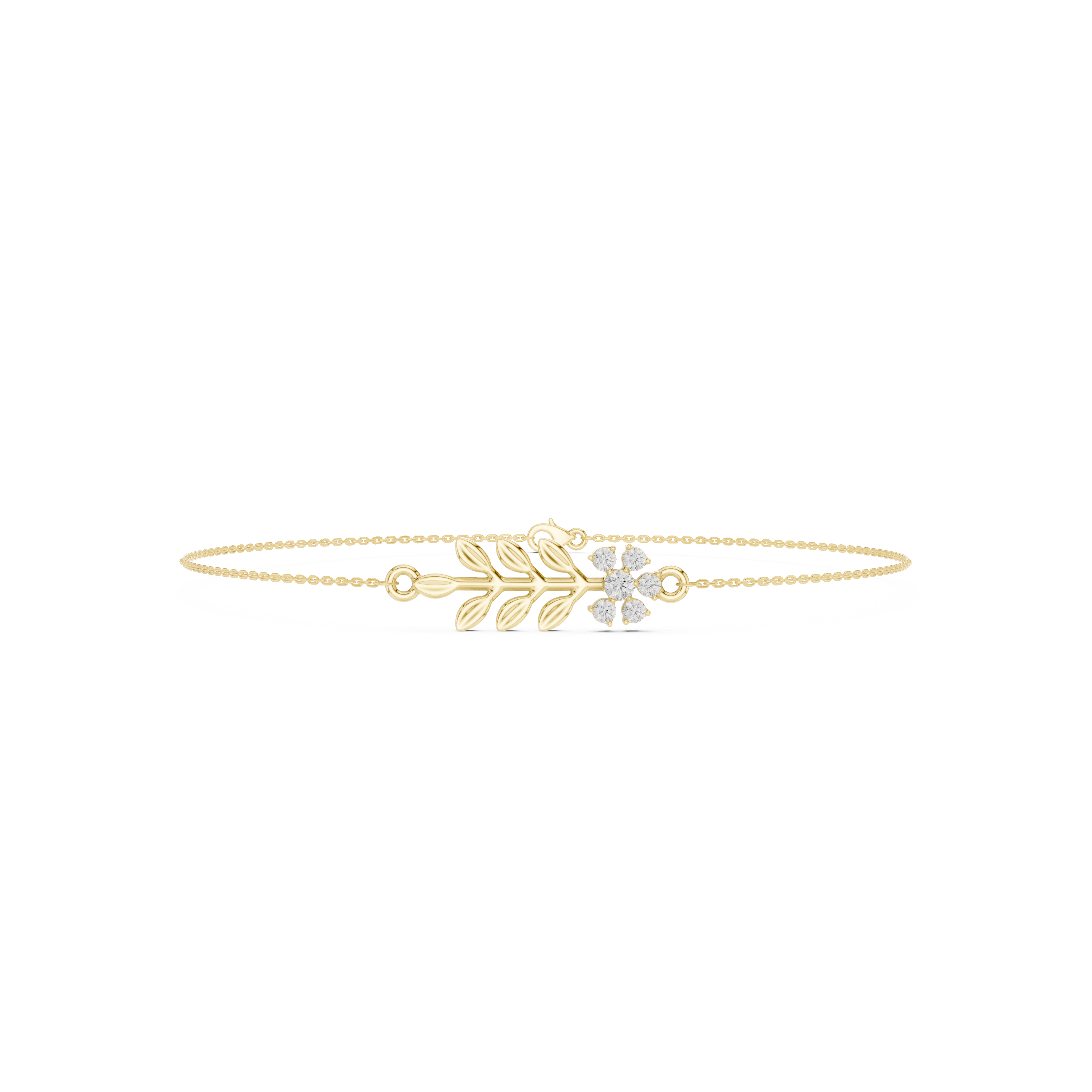 Delicate Floral Leaf Diamond Bracelet