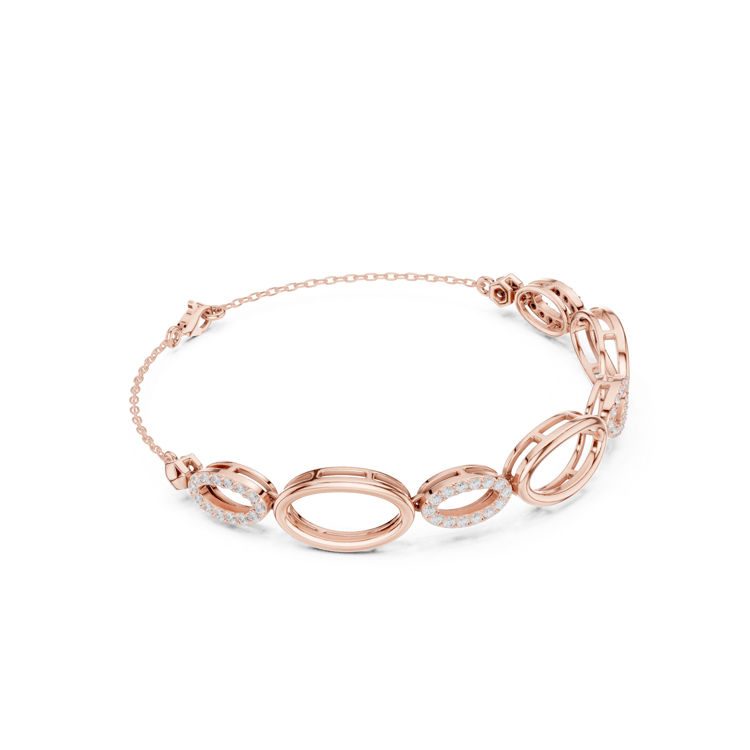 Oval Link Pavé Diamond Bracelet