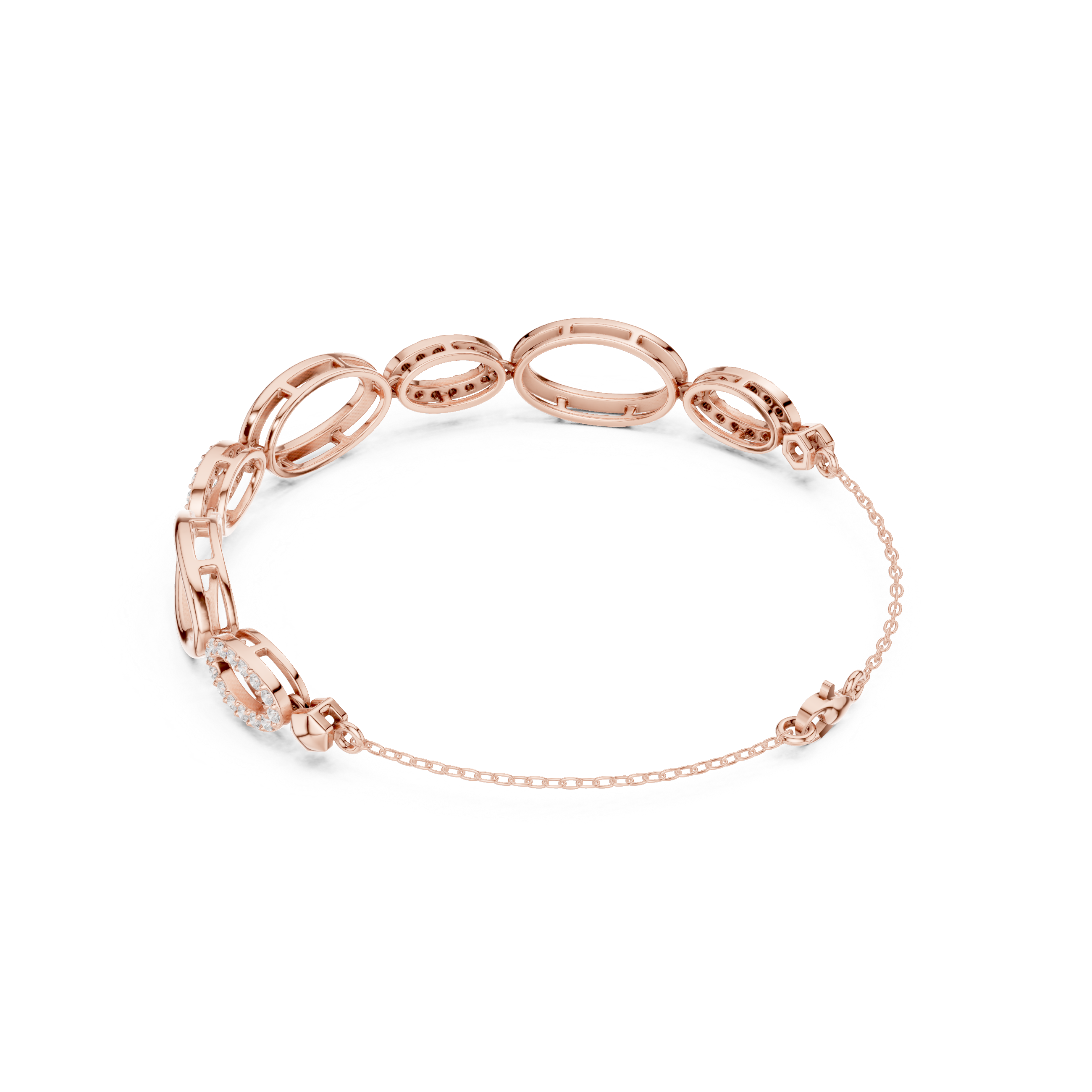 Oval Link Pavé Diamond Bracelet