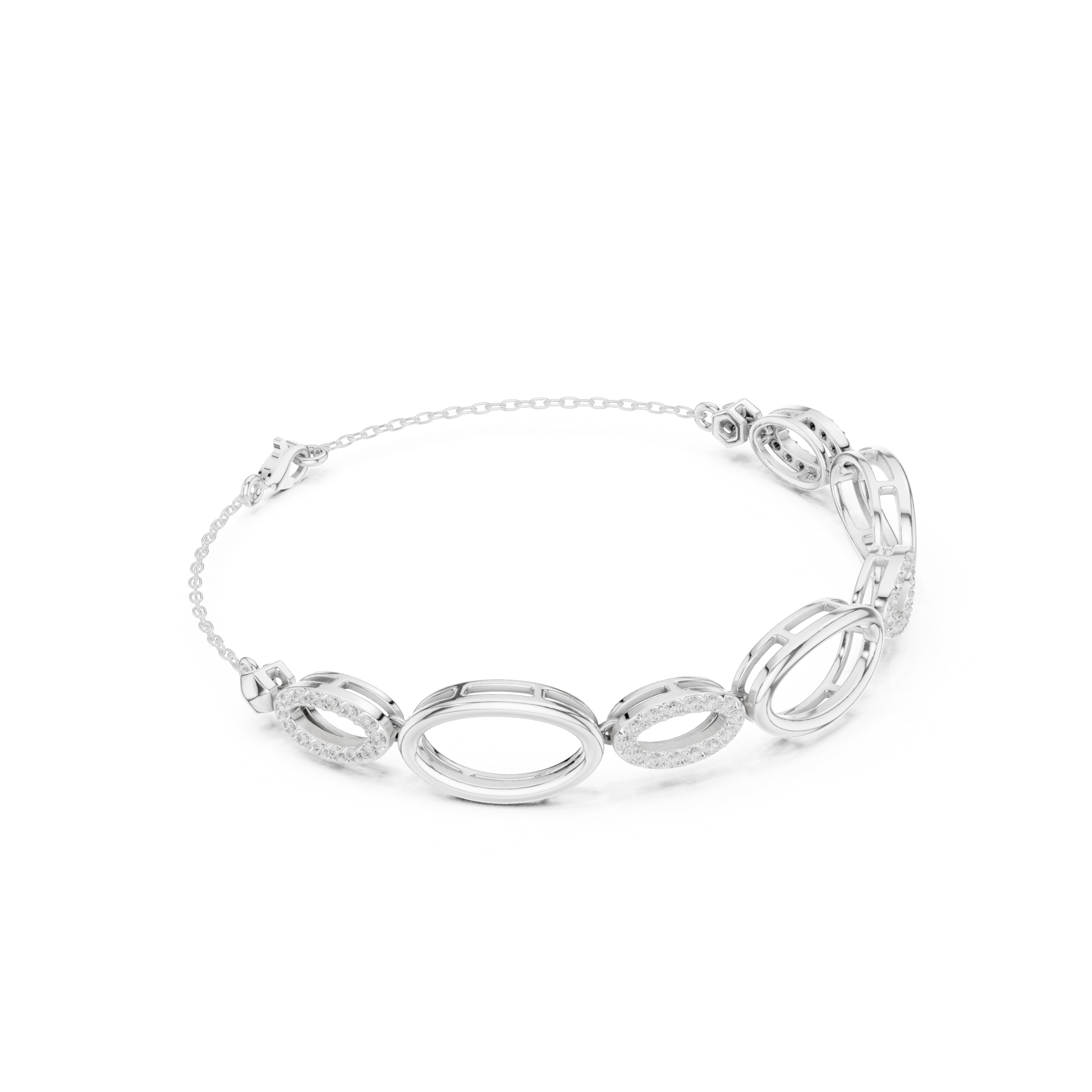 Oval Link Pavé Diamond Bracelet