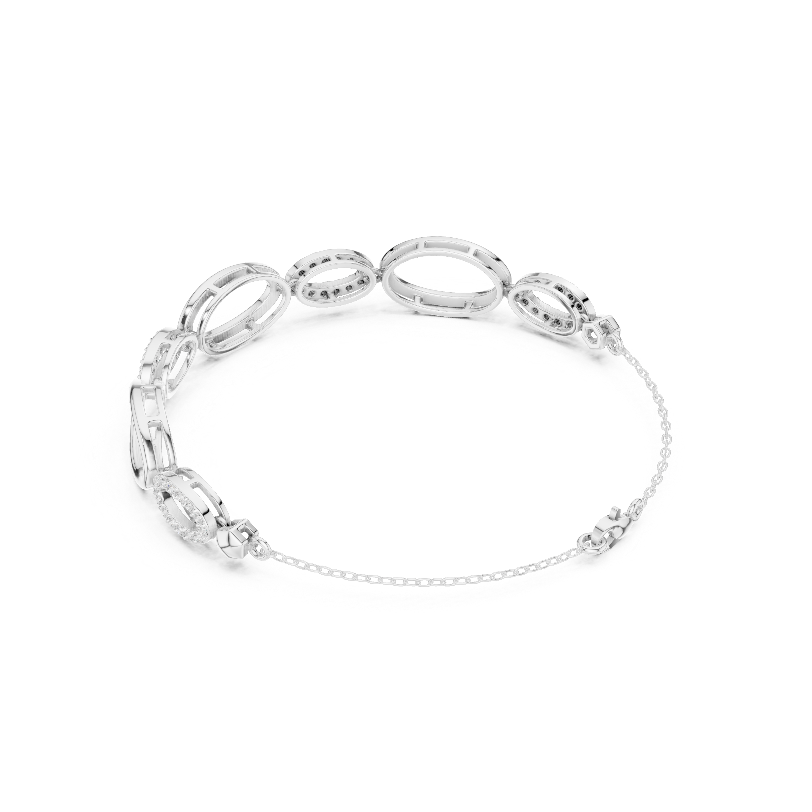 Oval Link Pavé Diamond Bracelet