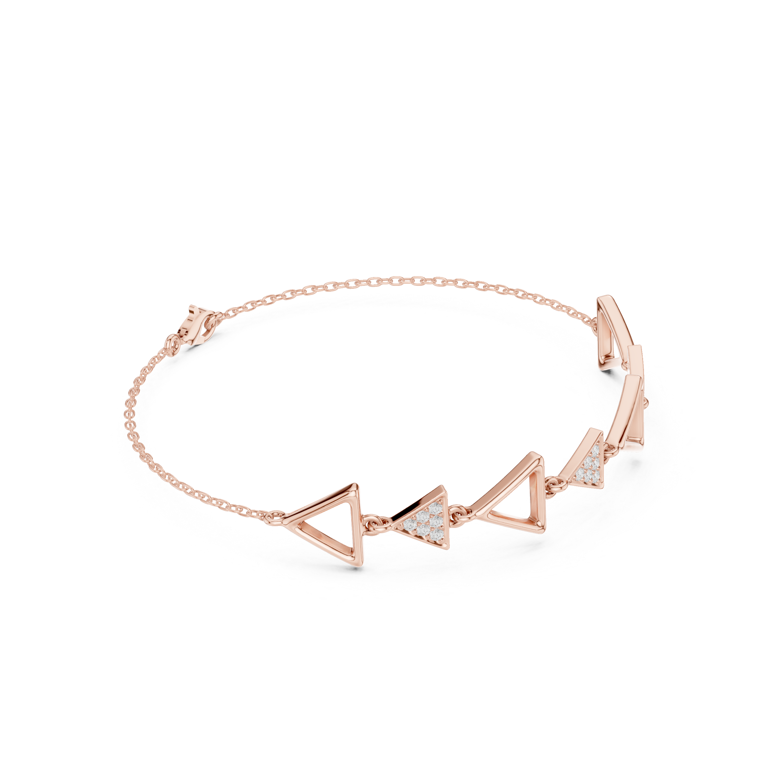 Geometric Triangle Link Diamond Bracelet