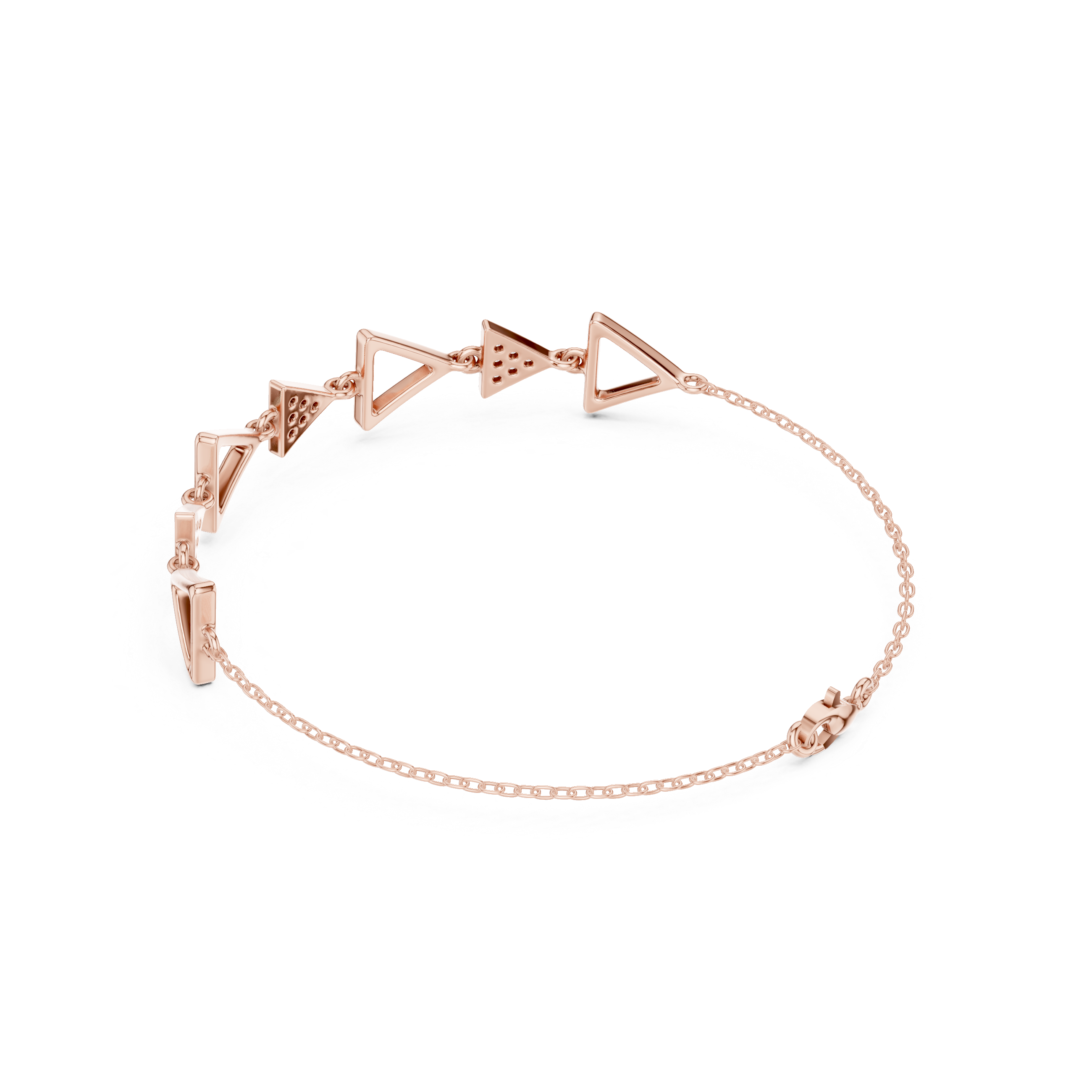 Geometric Triangle Link Diamond Bracelet