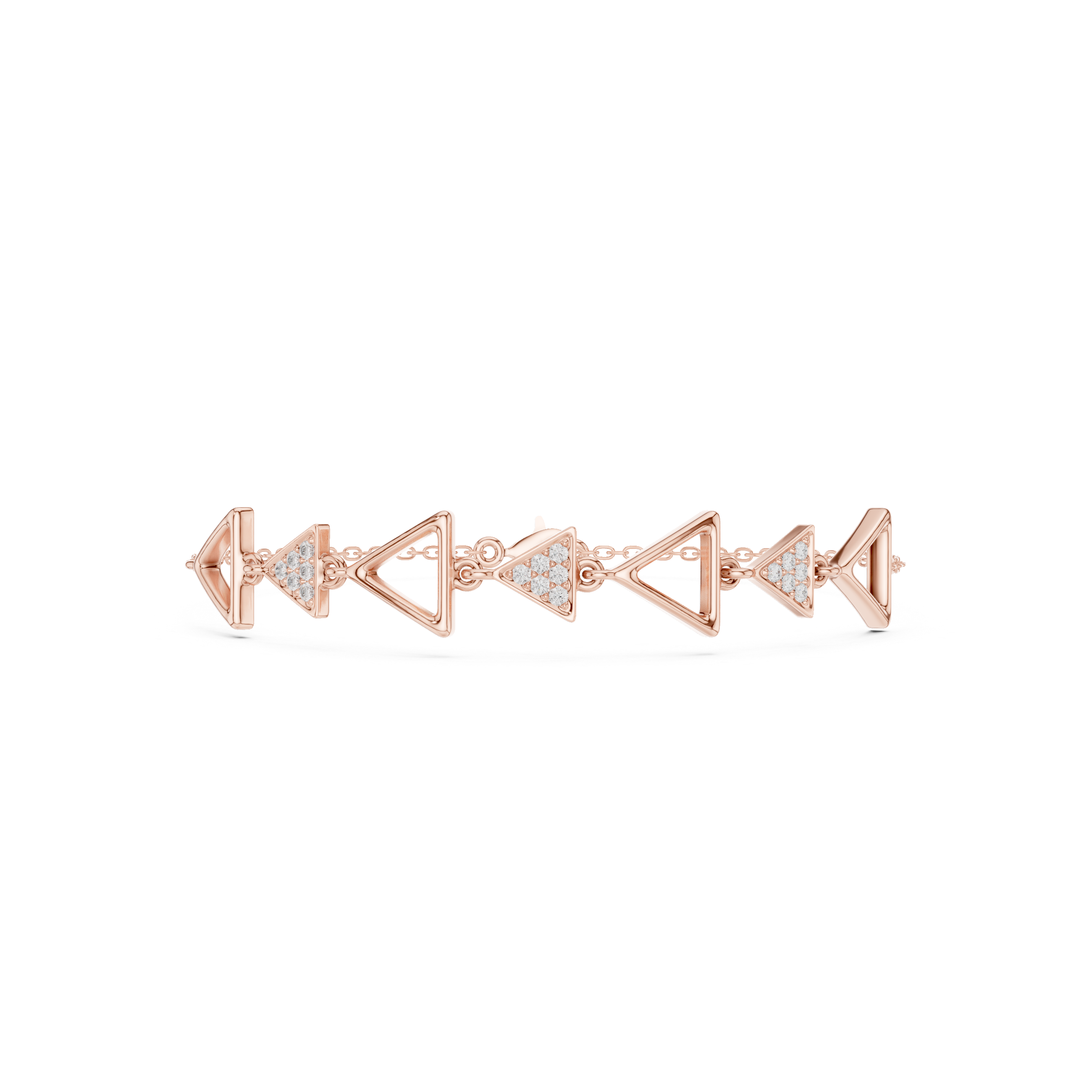 Geometric Triangle Link Diamond Bracelet