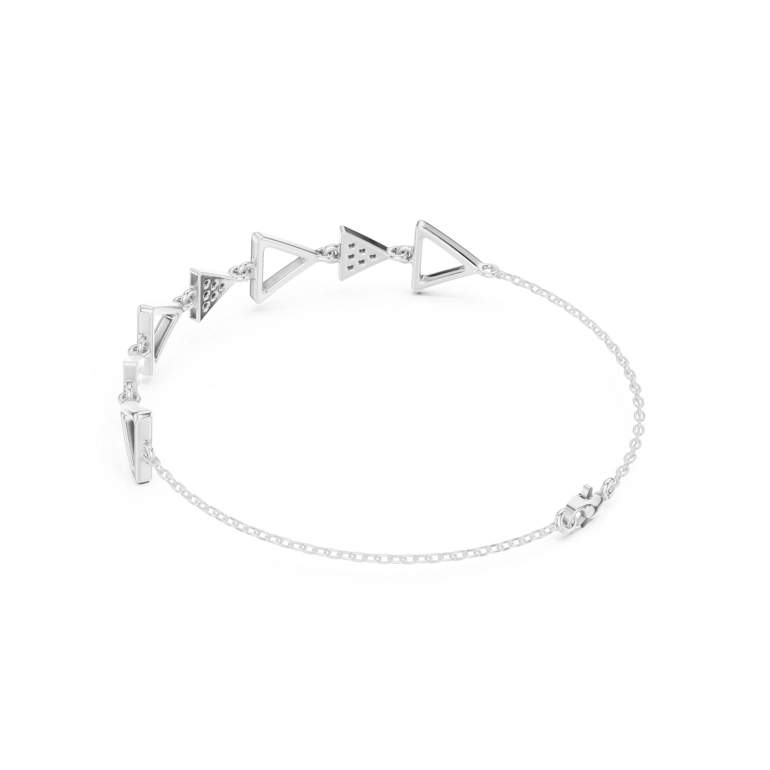 Geometric Triangle Link Diamond Bracelet