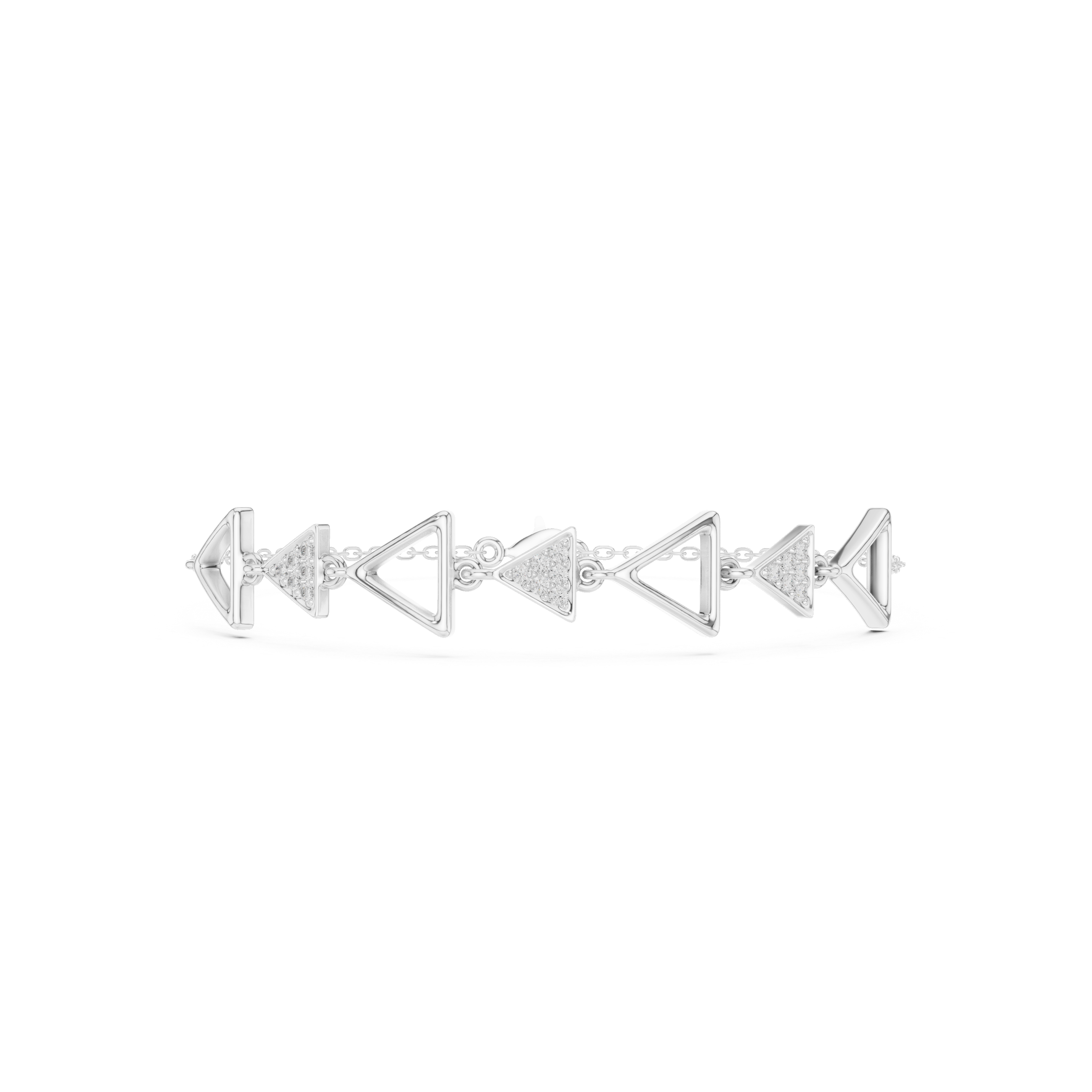 Geometric Triangle Link Diamond Bracelet