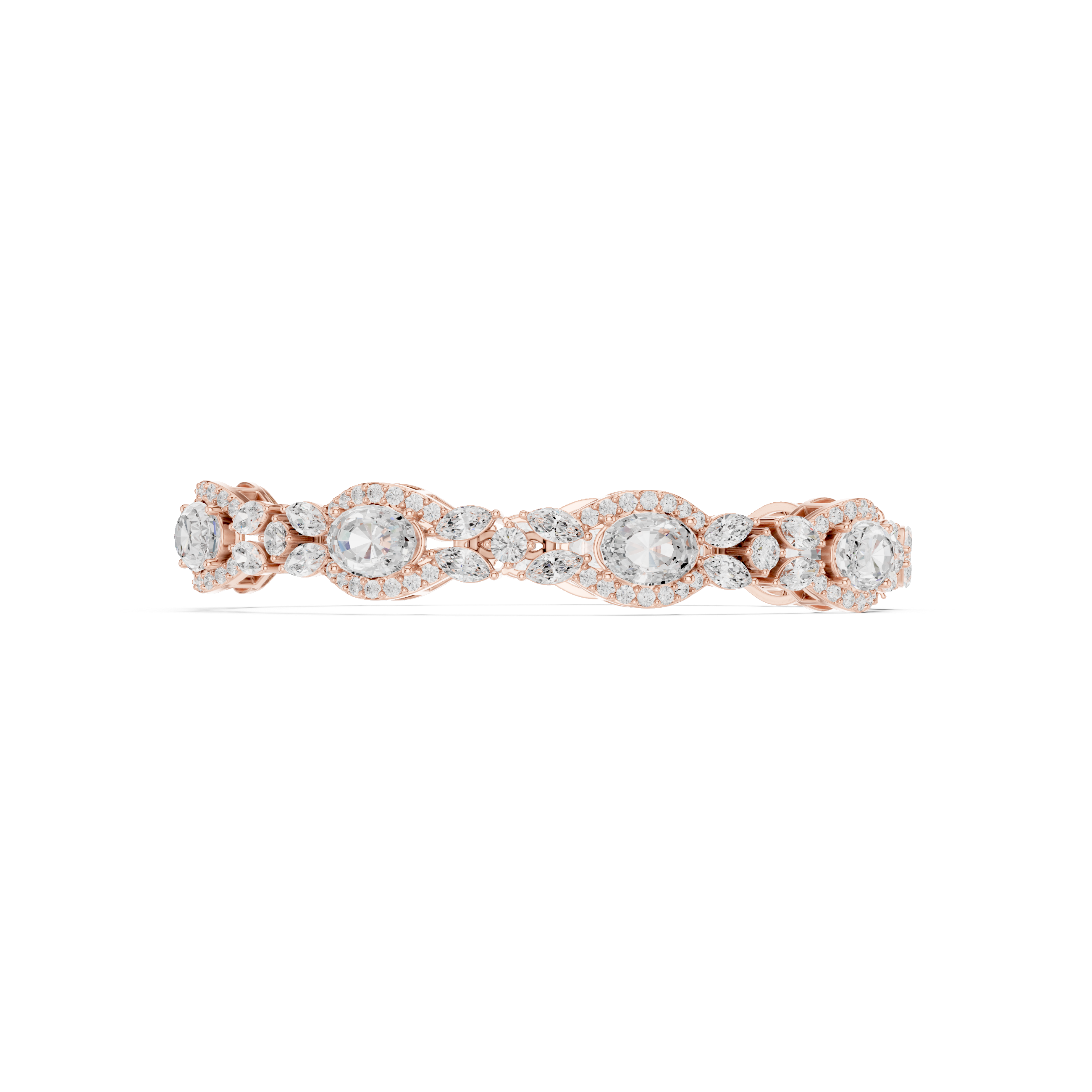 Vintage Oval Halo Diamond Bracelet with Marquise Accents